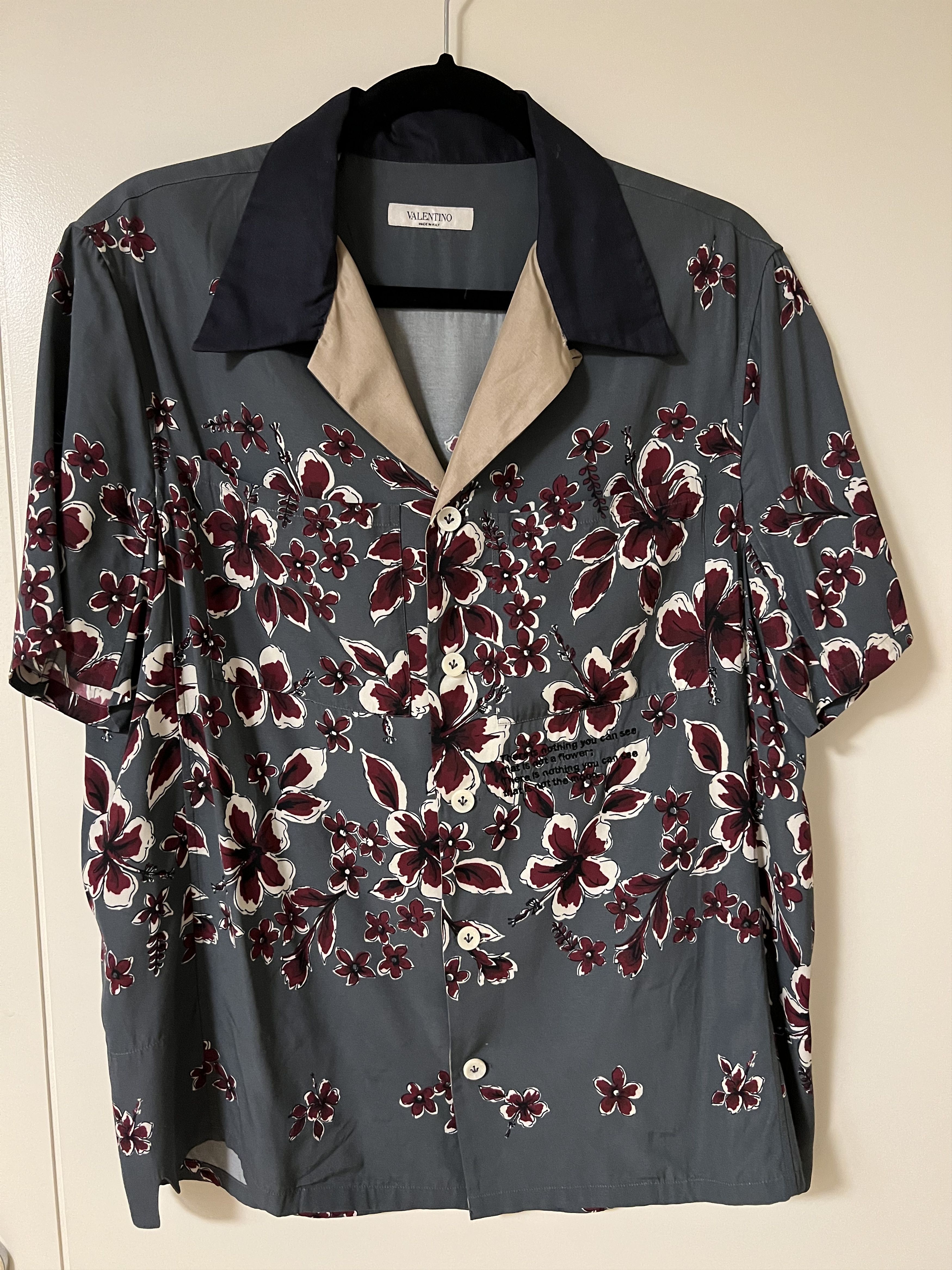 Valentino Embroidered Flowers Poem Camp Collar Shirt Size US S / EU 44-46 / 1 - 1 Thumbnail