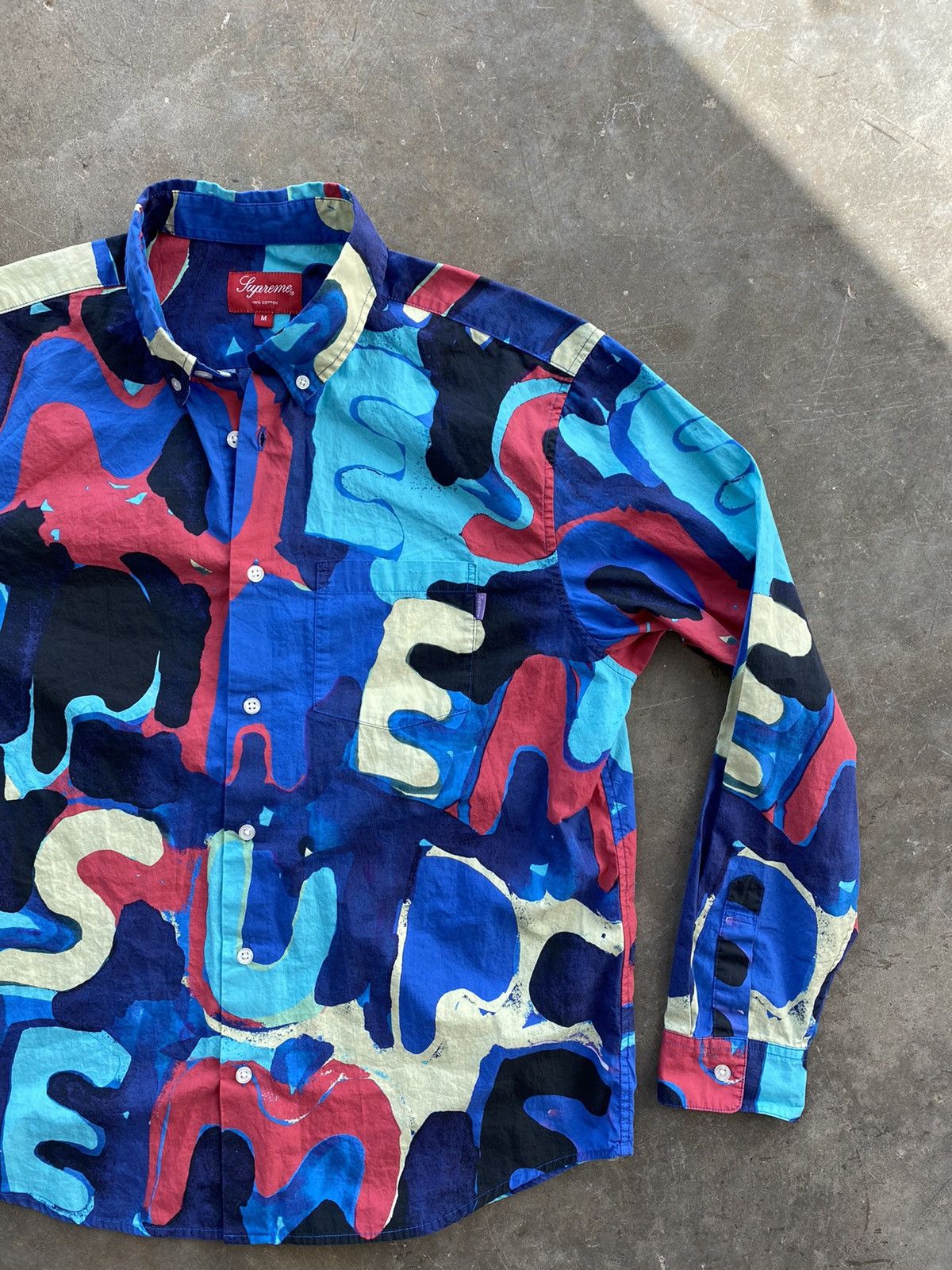 Supreme Supreme Abstract Painted Letter Logo Oxford Shirt Medium 🥣🧊❄️ Size US M / EU 48-50 / 2 - 2 Thumbnail