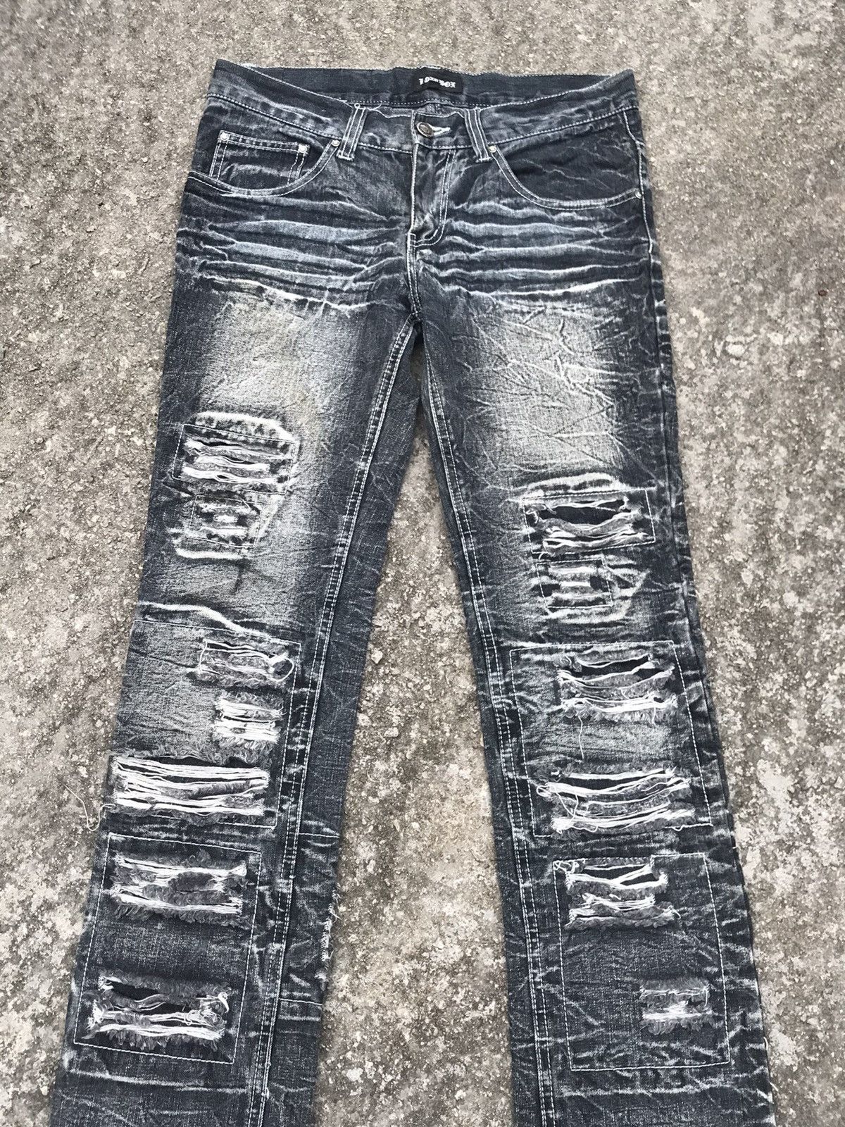 LOWBOX LOWBOX Ripped Distressed Punk Rock Undercover Style Size US 32 / EU 48 - 3 Thumbnail