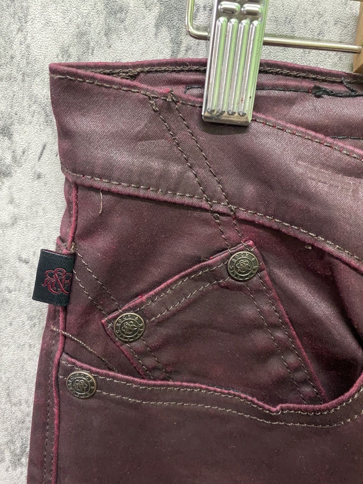 Designer ROCK & REPUBLIC Maroon Waxed Pant Size US 32 / EU 48 - 10 Thumbnail
