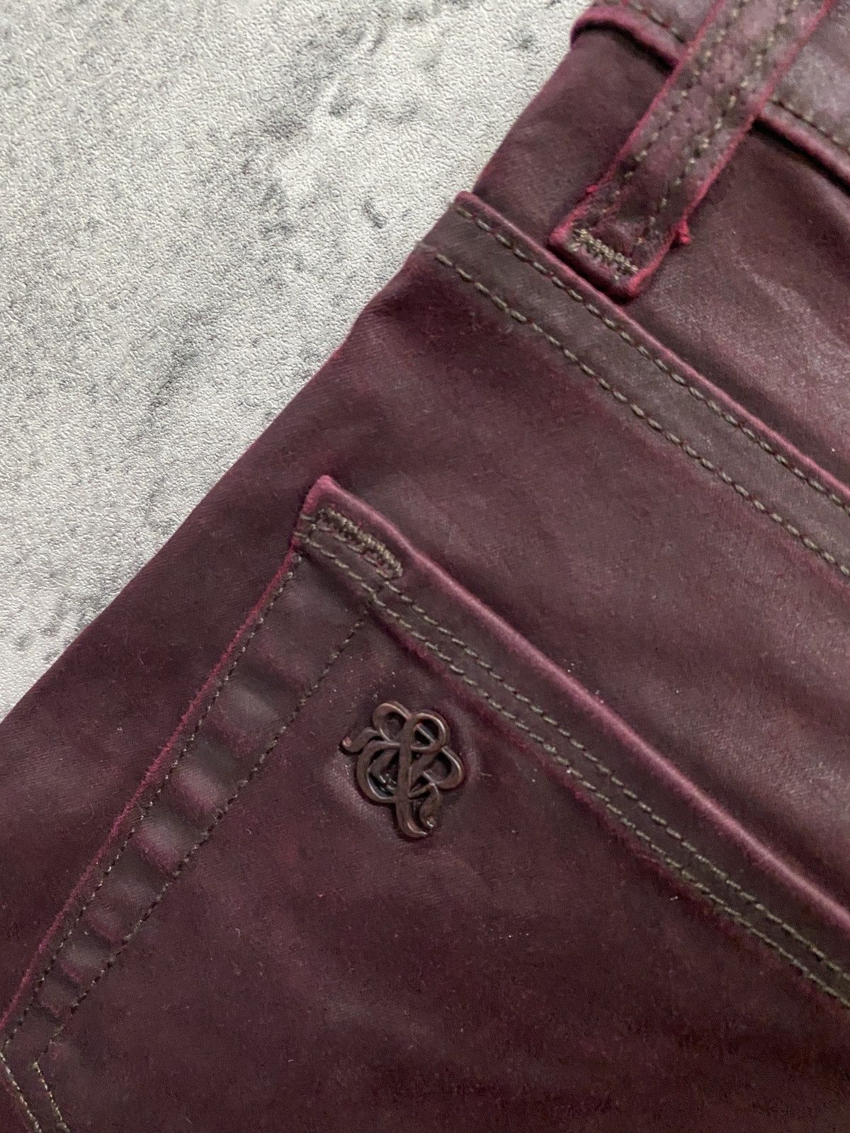 Designer ROCK & REPUBLIC Maroon Waxed Pant Size US 32 / EU 48 - 18 Thumbnail