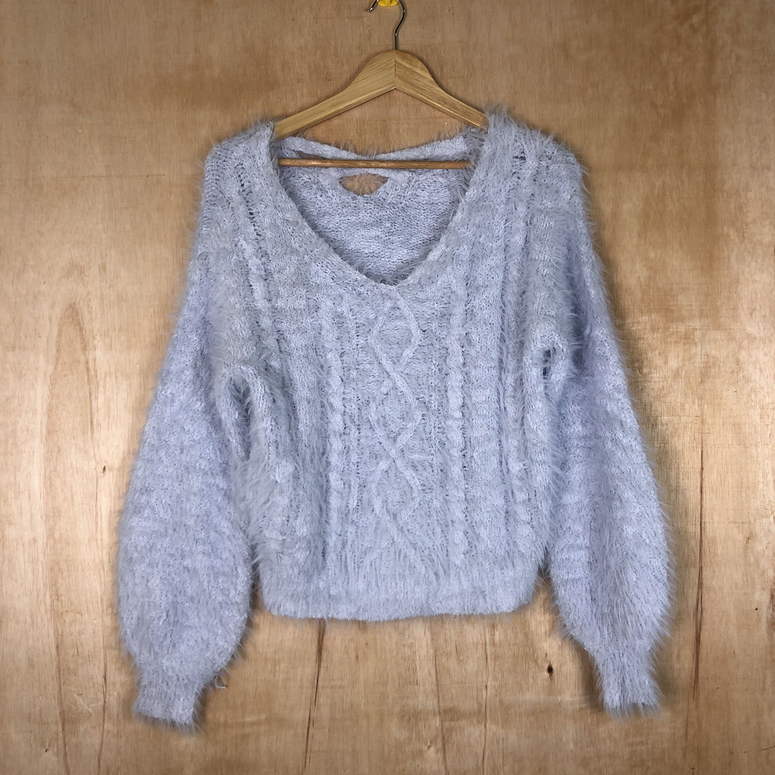 Aran Isles Knitwear × Homespun Knitwear × Japanese Brand DLL Olive Des Olive Mohair Soft shaggy fur Knitwear #c024 Size US S / EU 44-46 / 1 - 1 Thumbnail