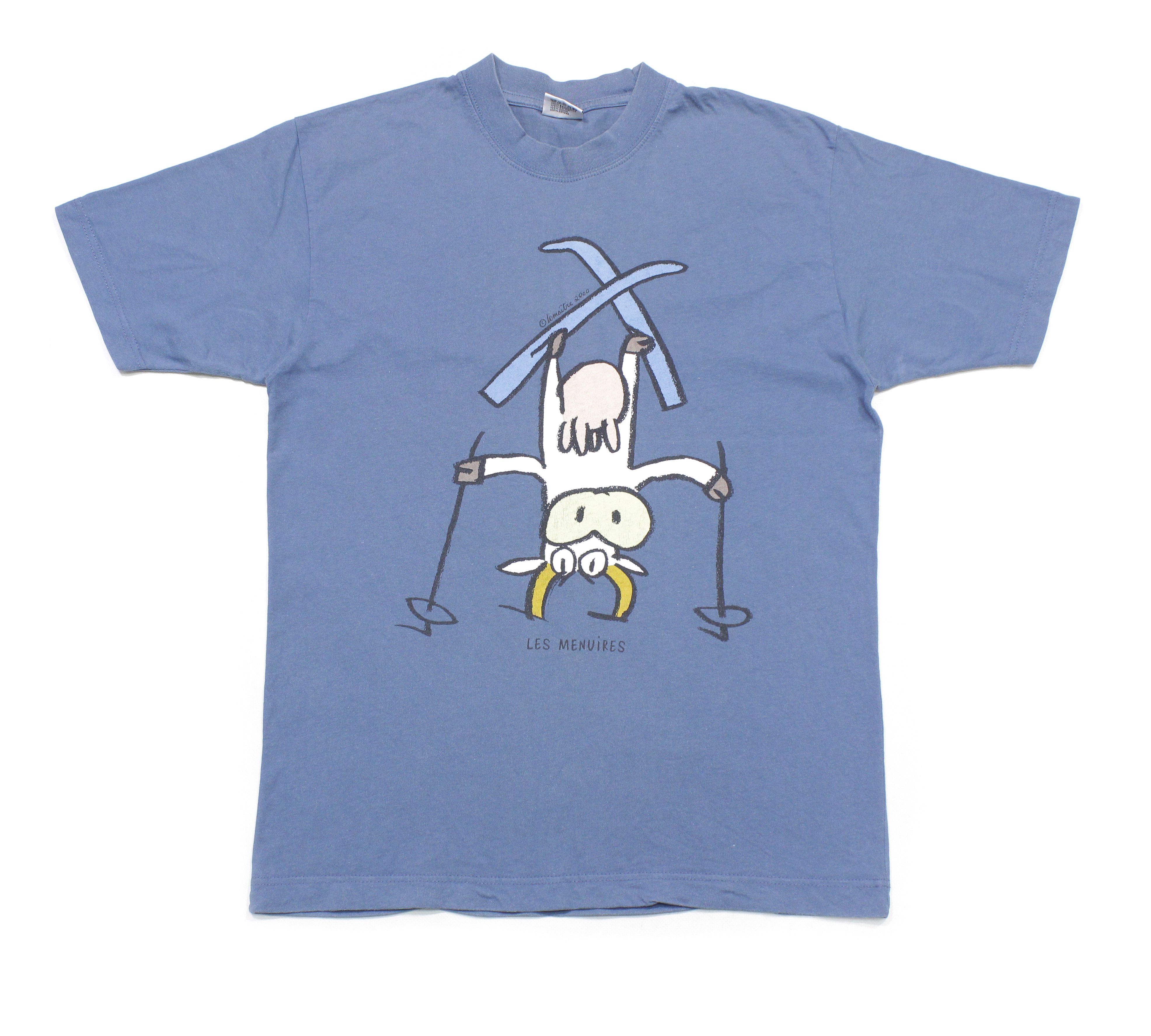 Vintage 2000 Lemaitre Cow On Skis T-Shirt Size US S / EU 44-46 / 1 - 1 Thumbnail