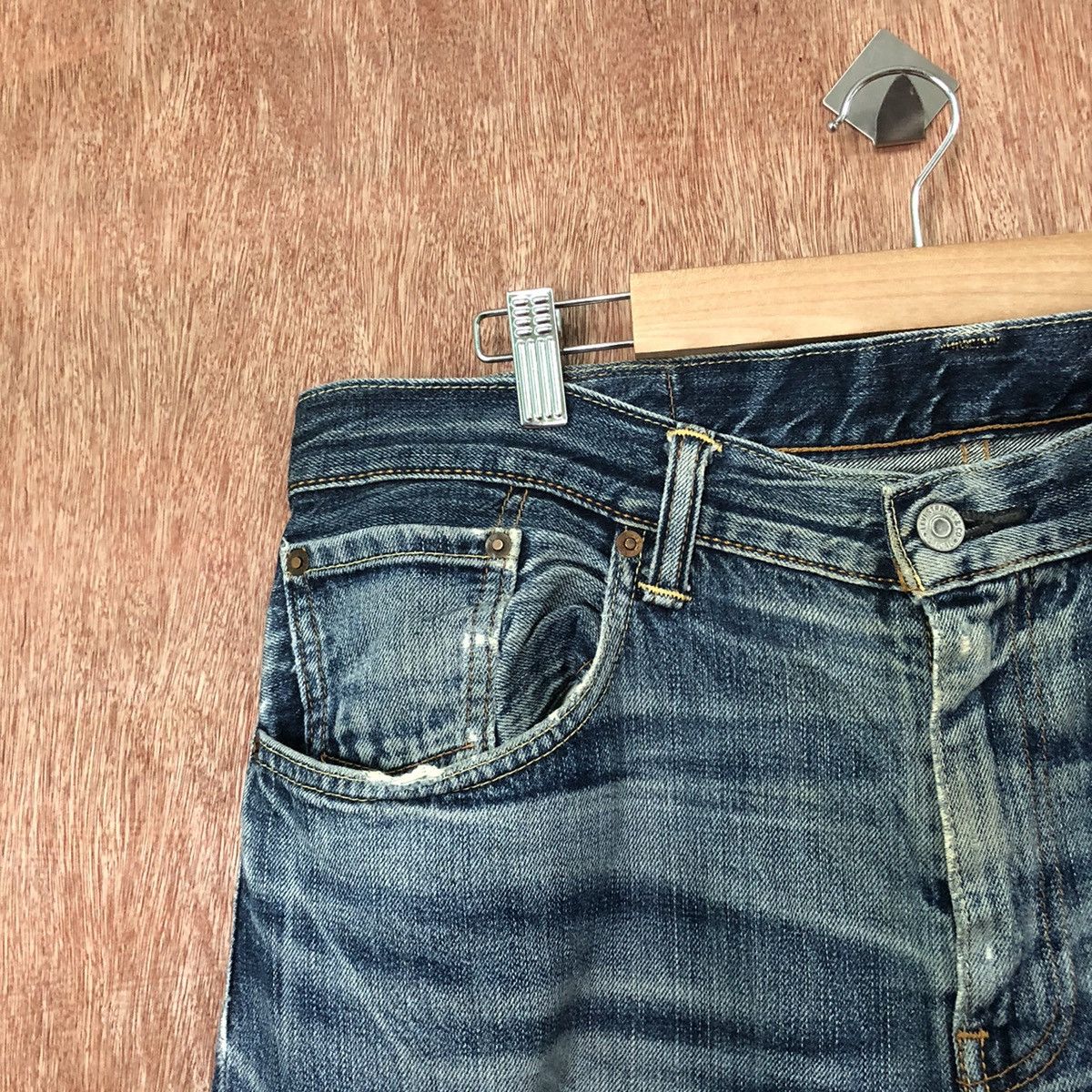 Levi's 502 Levis Blue Distressed Denim jeans pants #6375 Size US 35 - 4 Thumbnail
