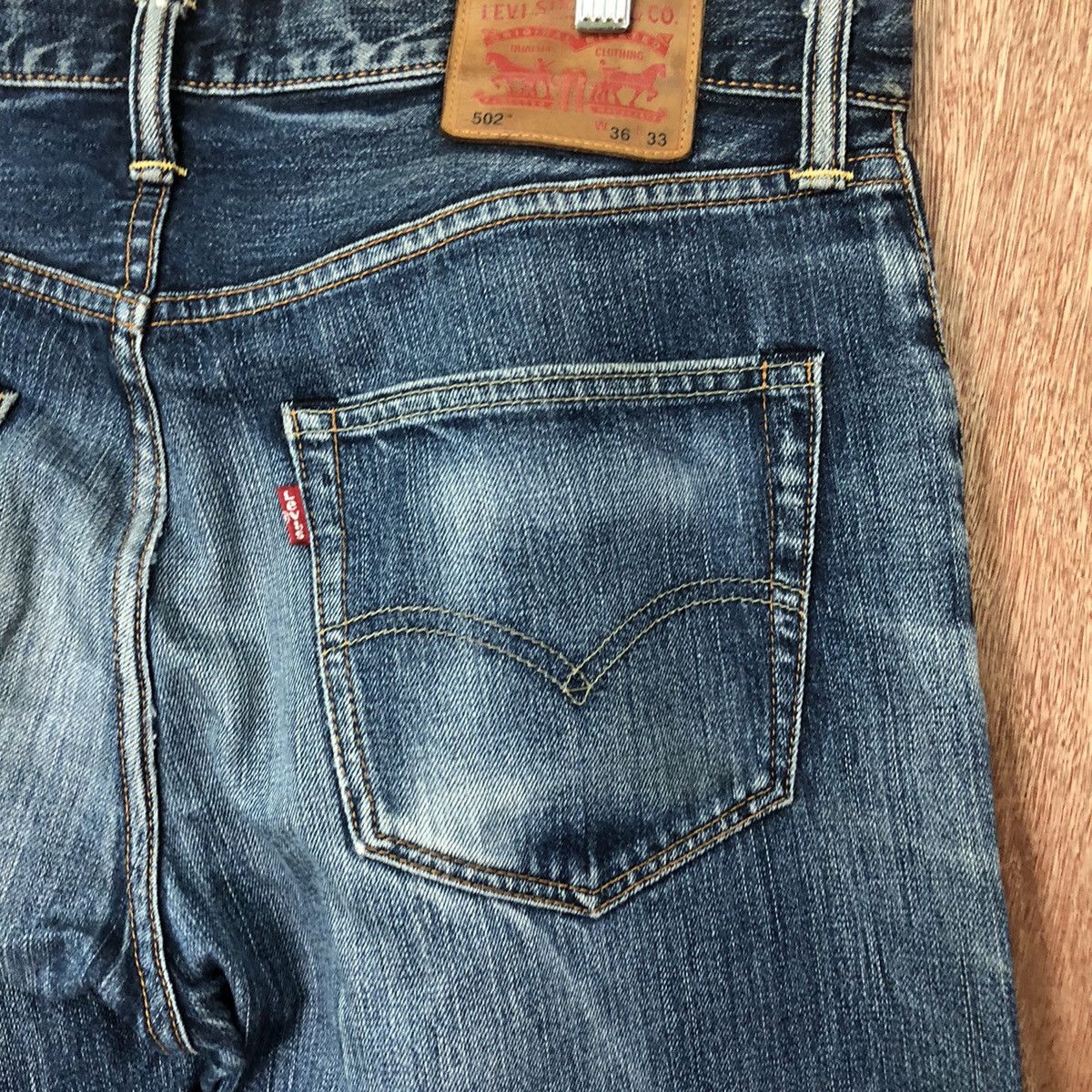 Levi's 502 Levis Blue Distressed Denim jeans pants #6375 Size US 35 - 12 Thumbnail