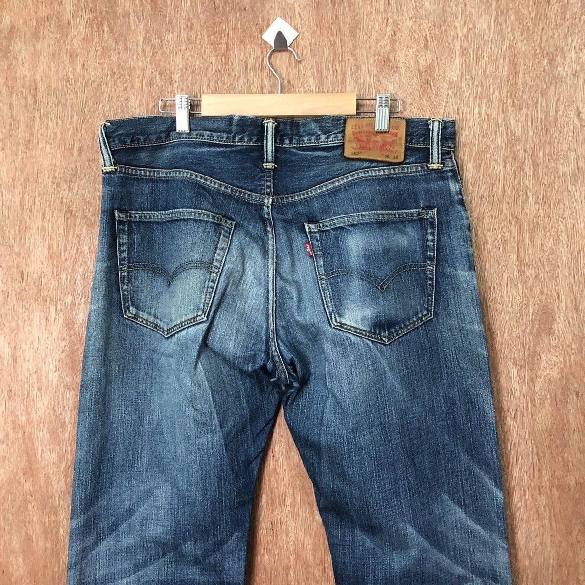 Levi's 502 Levis Blue Distressed Denim jeans pants #6375 Size US 35 - 9 Thumbnail