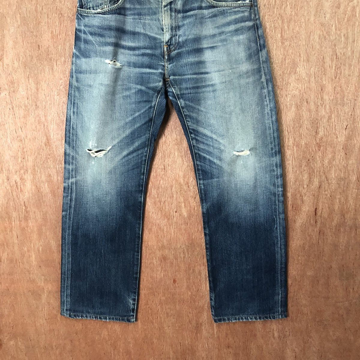 Levi's 502 Levis Blue Distressed Denim jeans pants #6375 Size US 35 - 3 Thumbnail