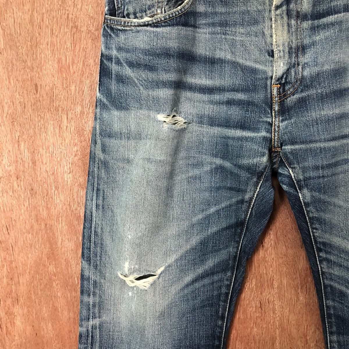 Levi's 502 Levis Blue Distressed Denim jeans pants #6375 Size US 35 - 6 Thumbnail