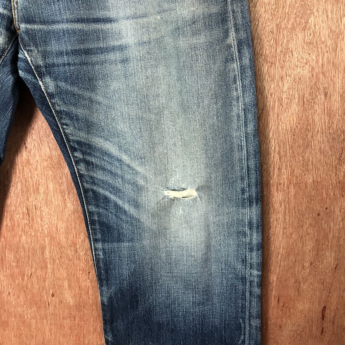 Levi's 502 Levis Blue Distressed Denim jeans pants #6375 Size US 35 - 7 Thumbnail