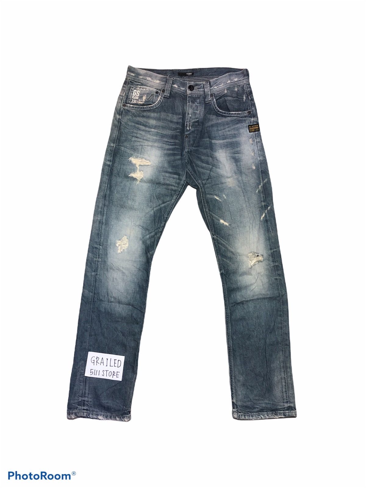 G Star Raw 3301 Distressed Jeans Denim