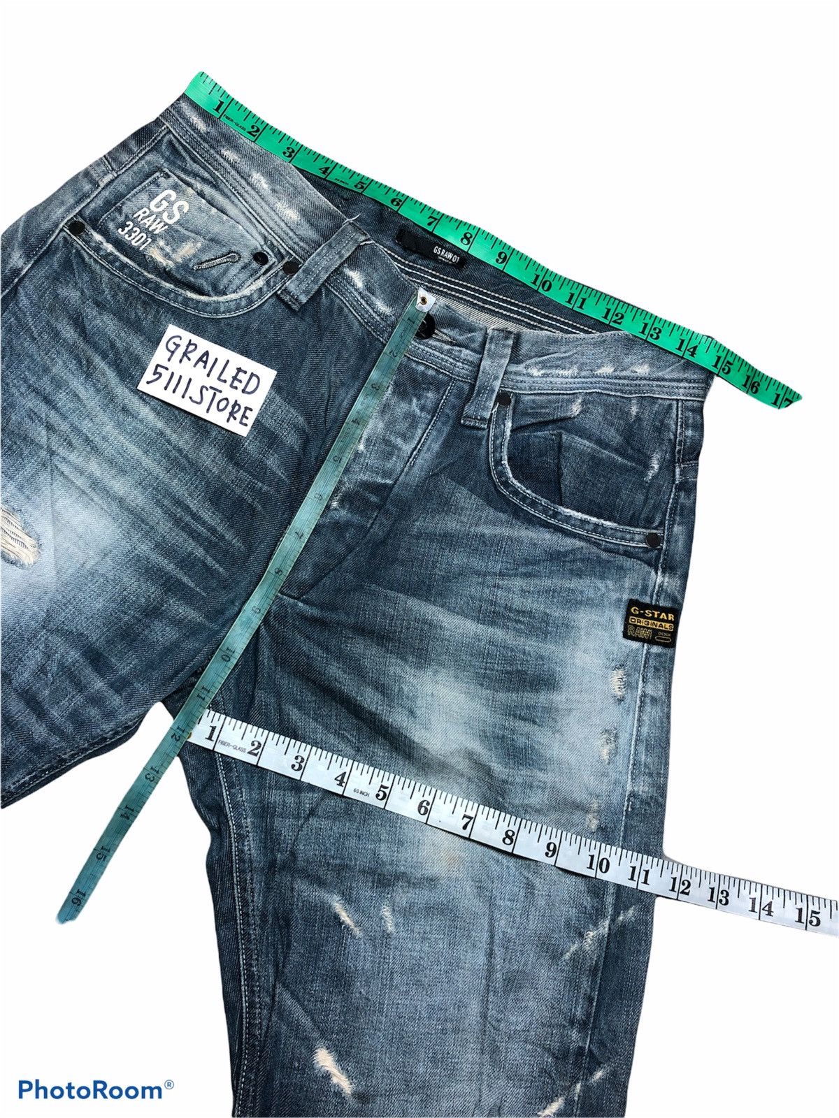G-Star G Star Raw 3301 Distressed Jeans Denim Size US 30 / EU 46 - 10 Thumbnail