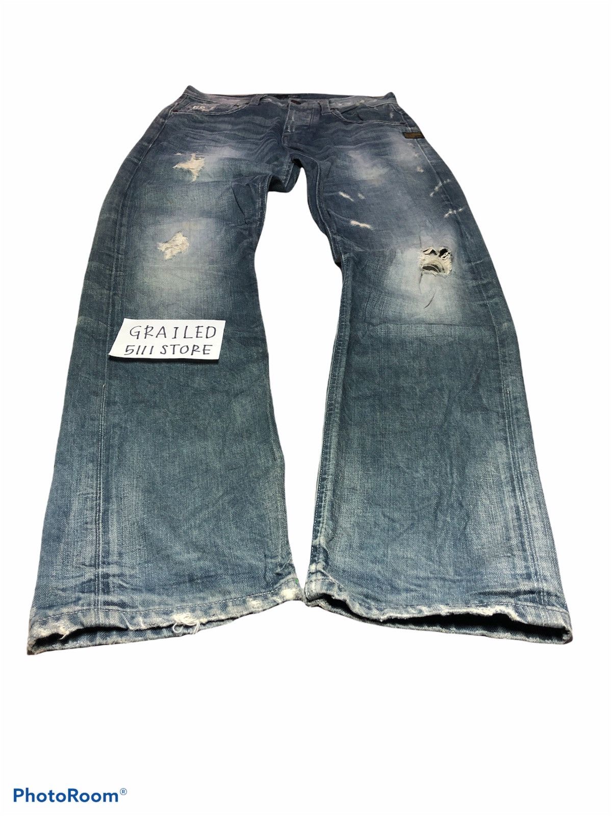 G-Star G Star Raw 3301 Distressed Jeans Denim Size US 30 / EU 46 - 2 Thumbnail