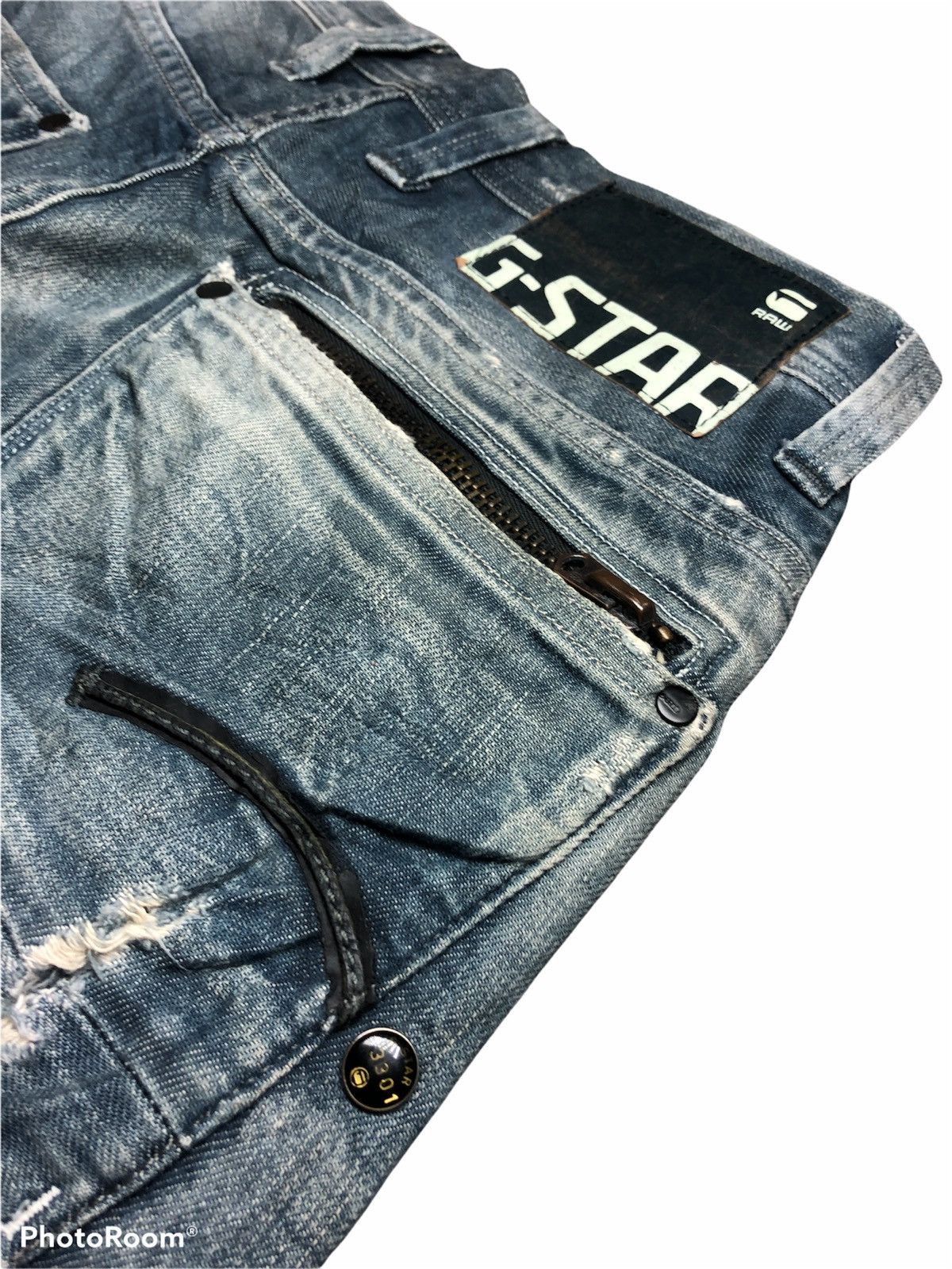 G-Star G Star Raw 3301 Distressed Jeans Denim Size US 30 / EU 46 - 9 Thumbnail