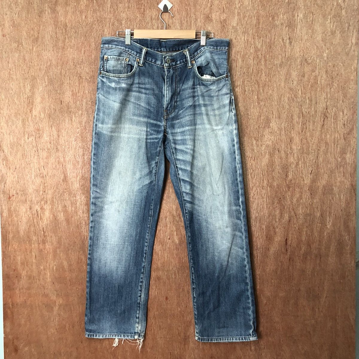image of 502 Levis Blue Distressed Denim Pants Jeans 6380, Men's (Size 34)