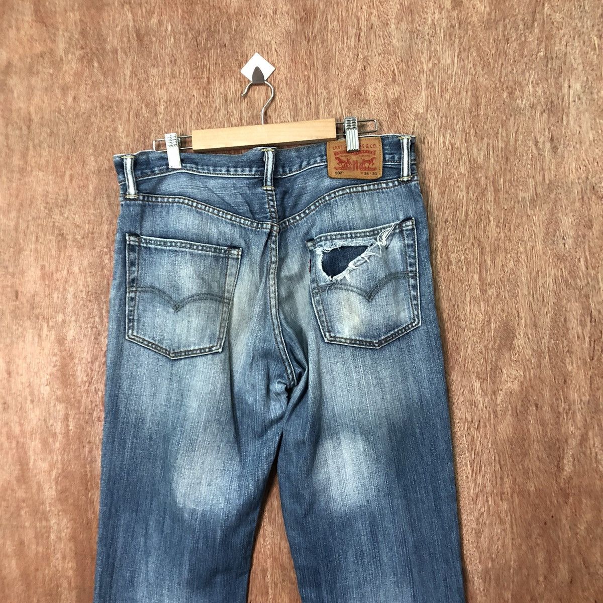 Levi's 502 Levis Blue distressed Denim pants jeans #6380 Size US 34 / EU 50 - 7 Thumbnail