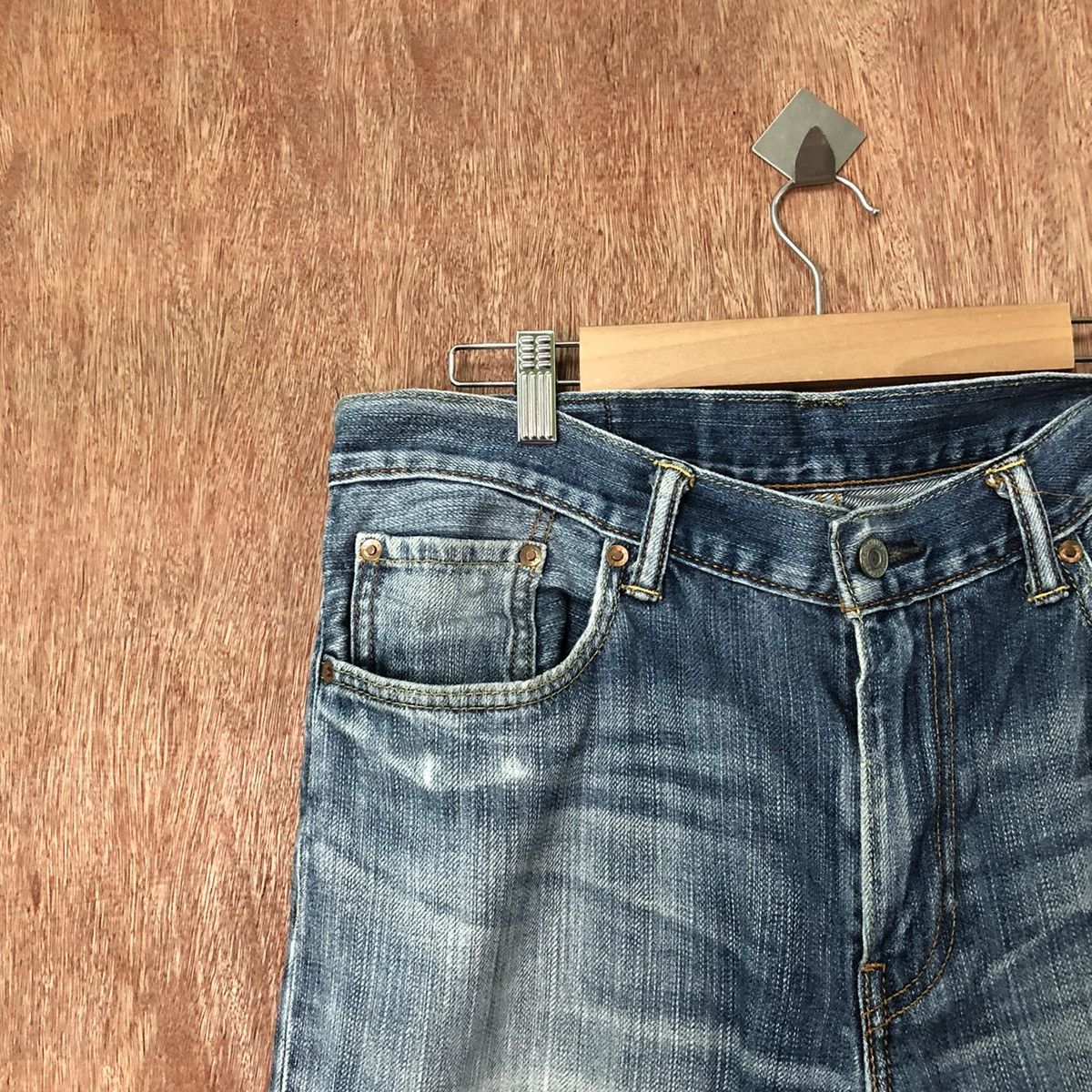 Levi's 502 Levis Blue distressed Denim pants jeans #6380 Size US 34 / EU 50 - 4 Thumbnail
