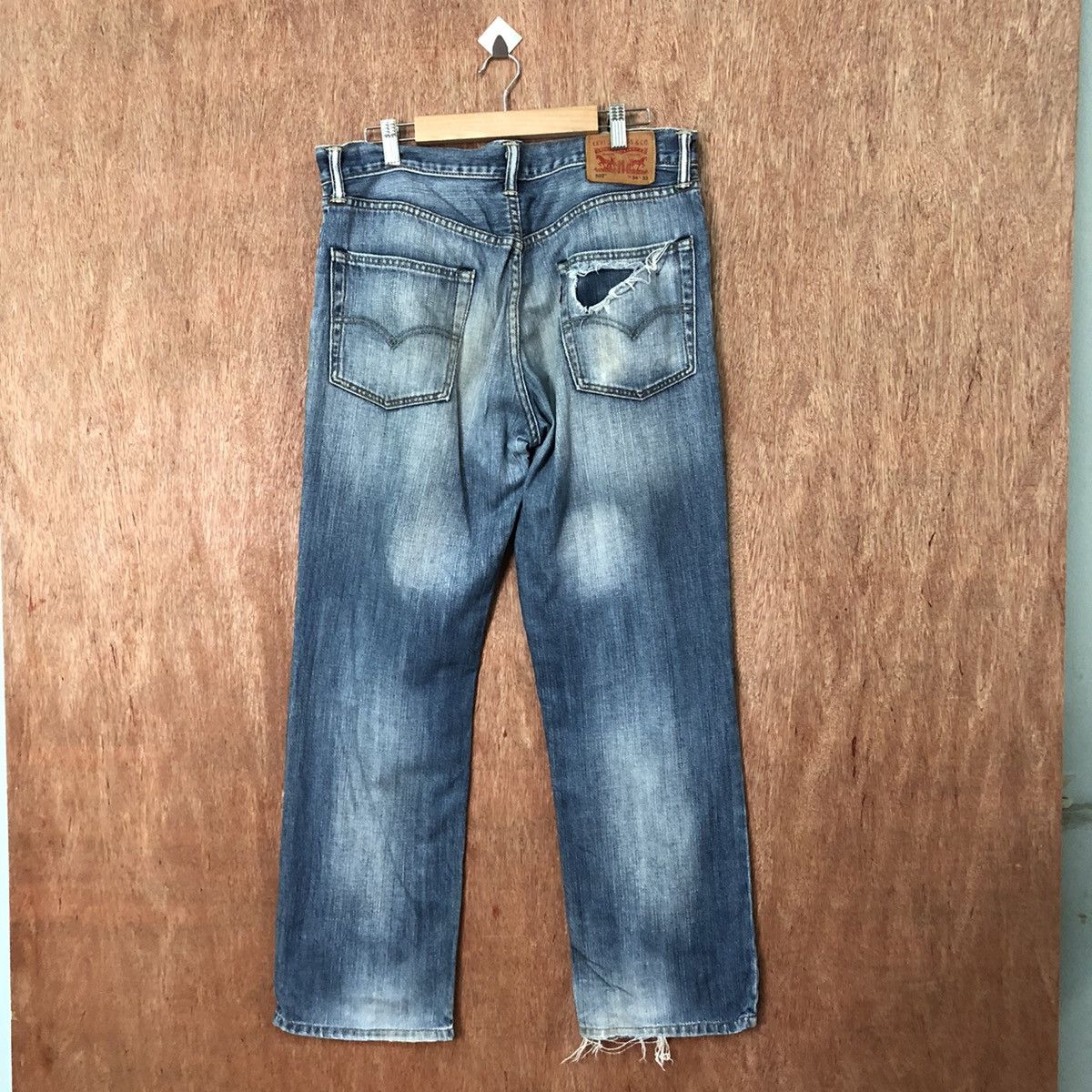 Levi's 502 Levis Blue distressed Denim pants jeans #6380 Size US 34 / EU 50 - 6 Thumbnail