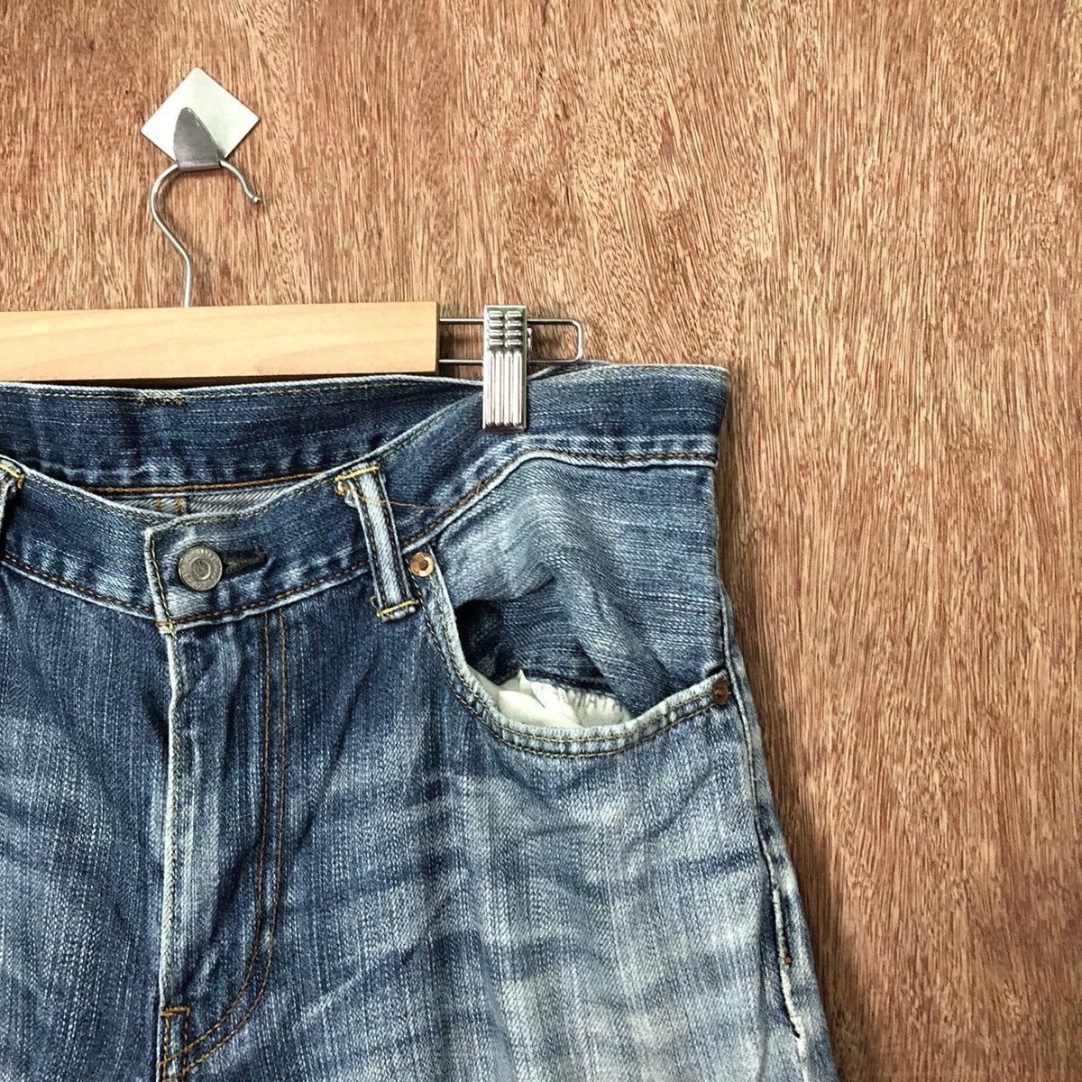 Levi's 502 Levis Blue distressed Denim pants jeans #6380 Size US 34 / EU 50 - 5 Thumbnail