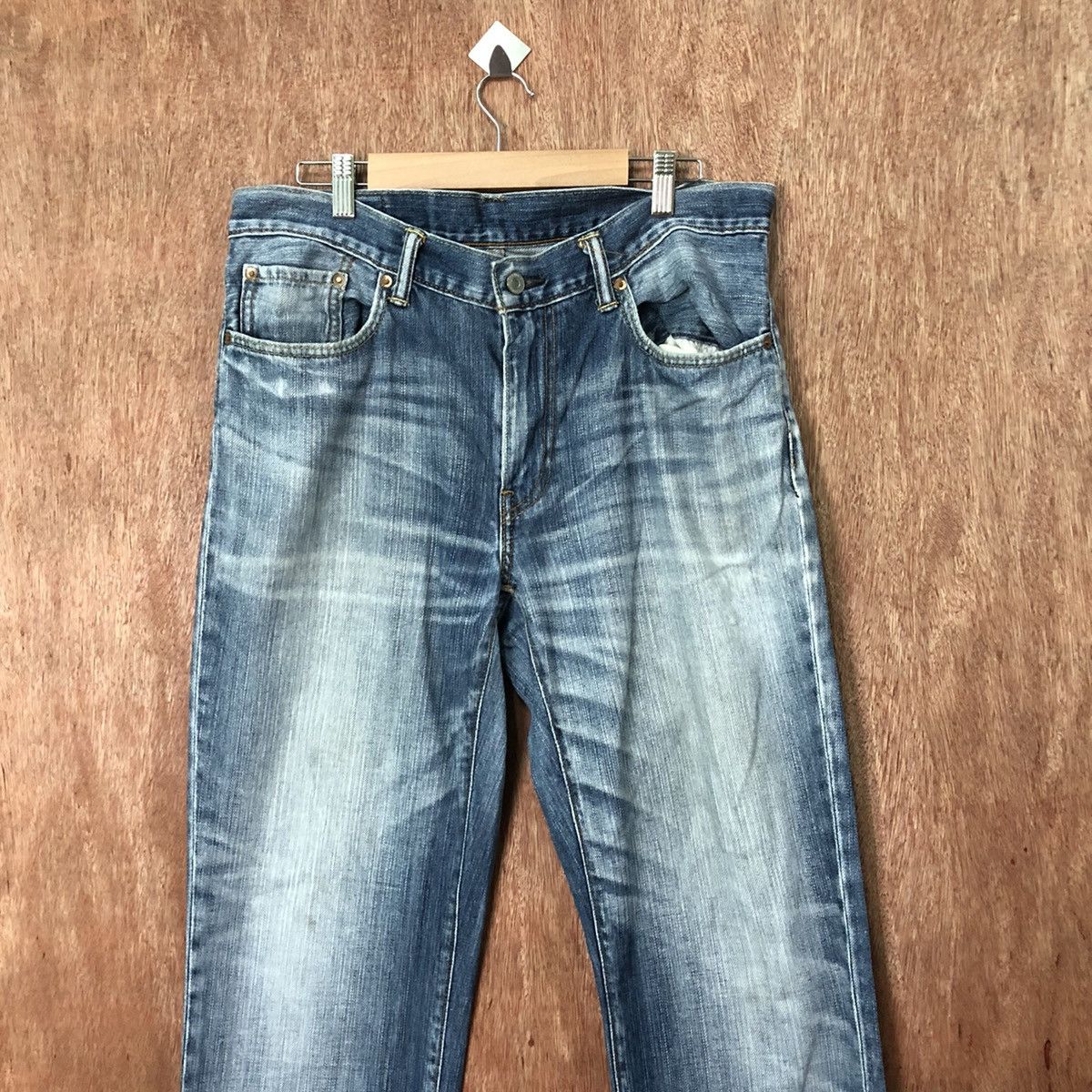 Levi's 502 Levis Blue distressed Denim pants jeans #6380 Size US 34 / EU 50 - 2 Thumbnail