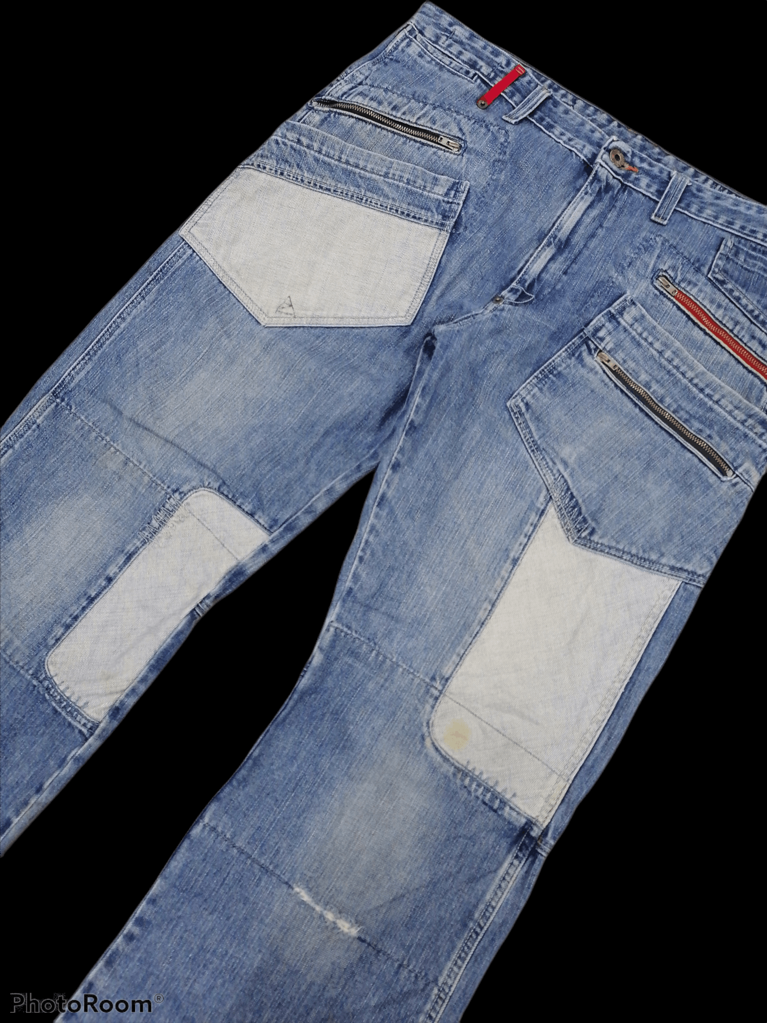 Japanese Brand Multizipper Pocket 55 Dsl Denim Pants Size US 35 - 2 Thumbnail