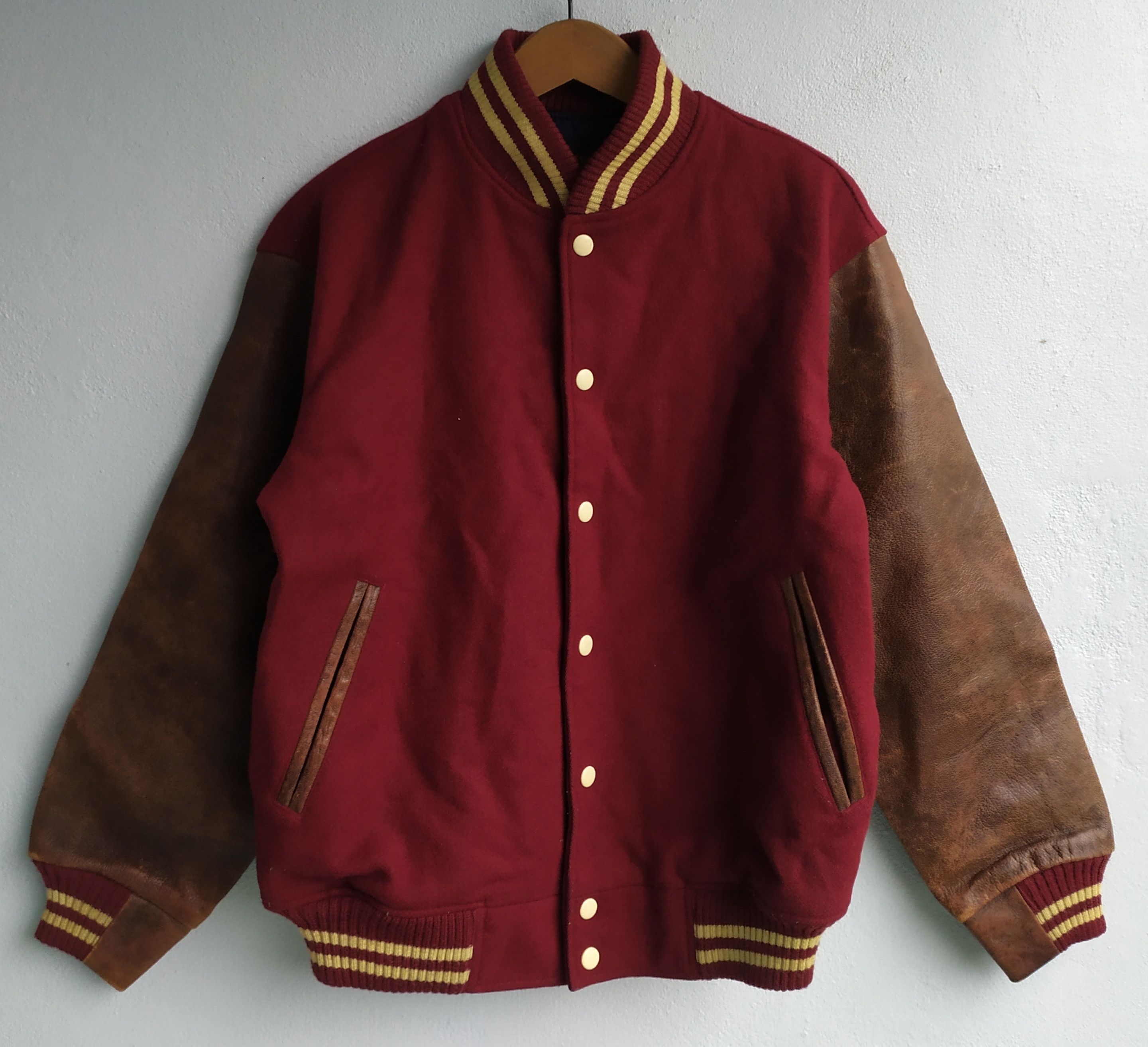 Japanese Brand Vintage Varsity Leather Jacket | Grailed