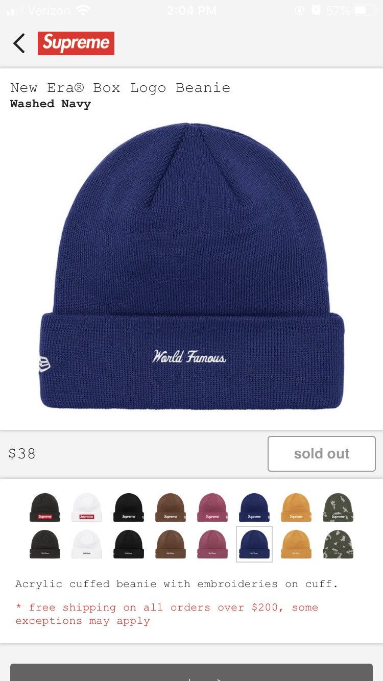 Supreme New Era Supreme Box Logo Beanie Size ONE SIZE - 2 Thumbnail
