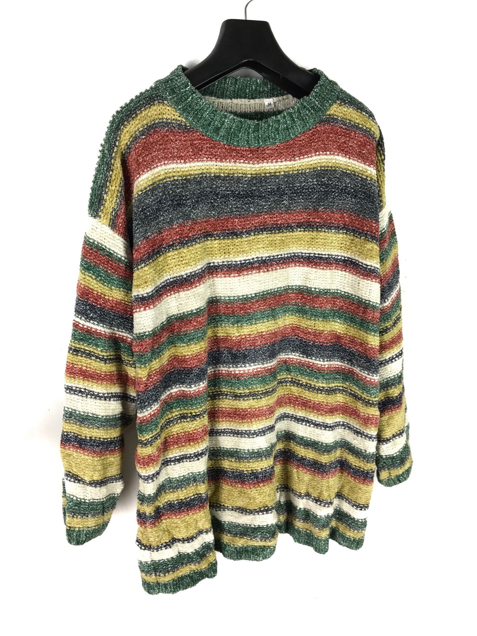 MULTICOLOR STRIPES CREW-NECK KNIT SWEATER