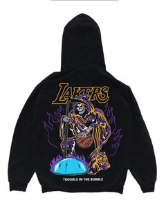 Warren Lotas LA Lakers Grim Reaper Basketball T-Shirt Black Meduim