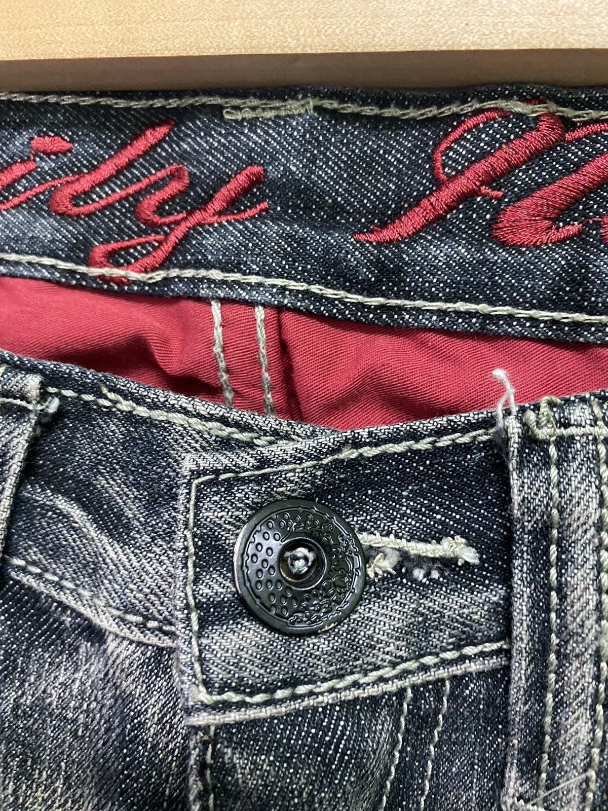 Hysteric Glamour Flared DAILY NEWS Claw Mark Low Rise Boot Cut Denim Size US 30 / EU 46 - 6 Thumbnail
