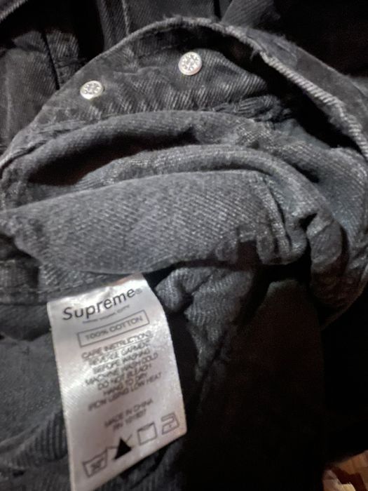 Supreme Supreme Frayed Logos Denim Trucker Jacket Black | Grailed