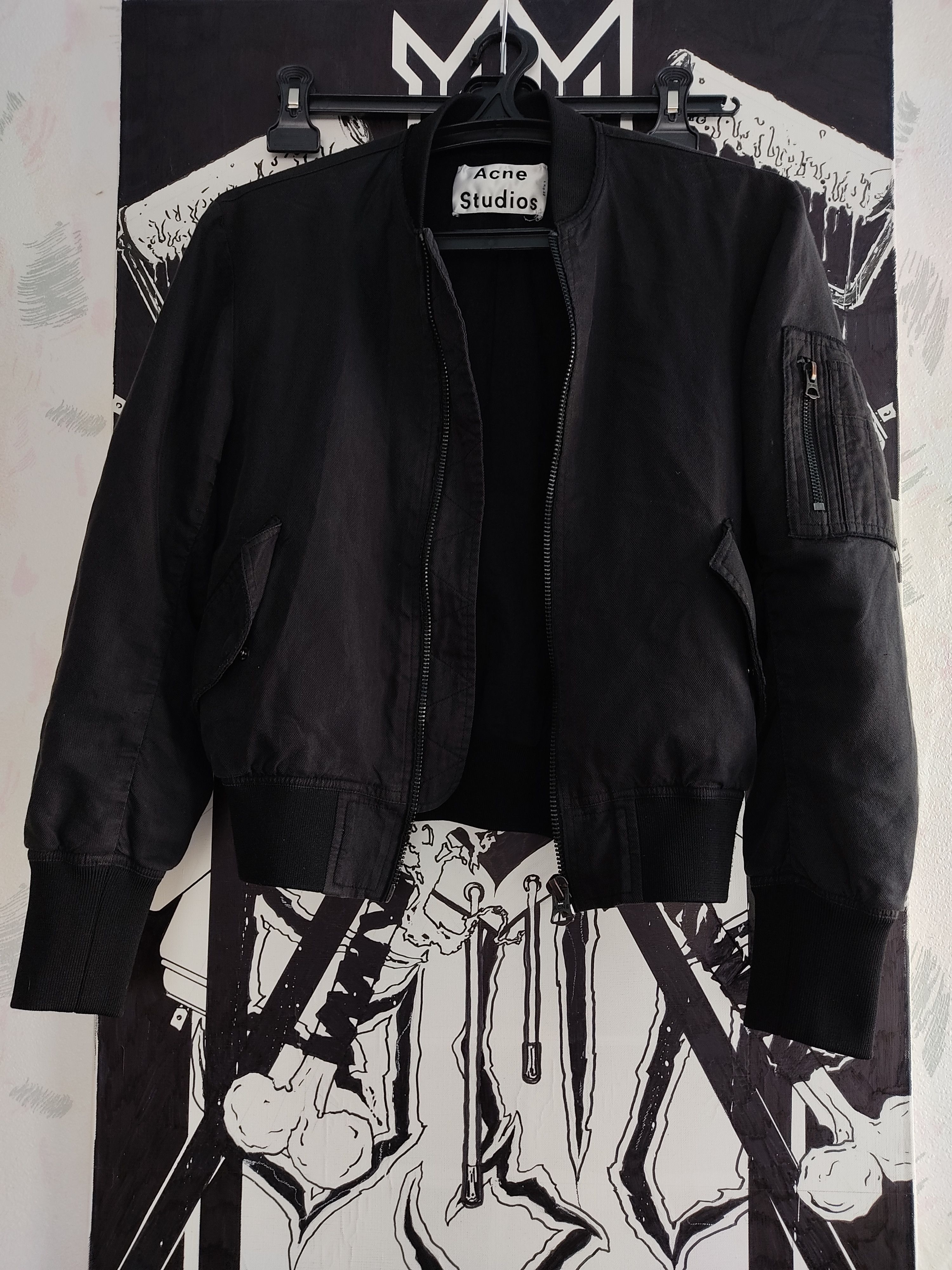 Acne Studios ヘビー ツイルジャケット ブラック Acne Studios - Layered leather jacket - Black