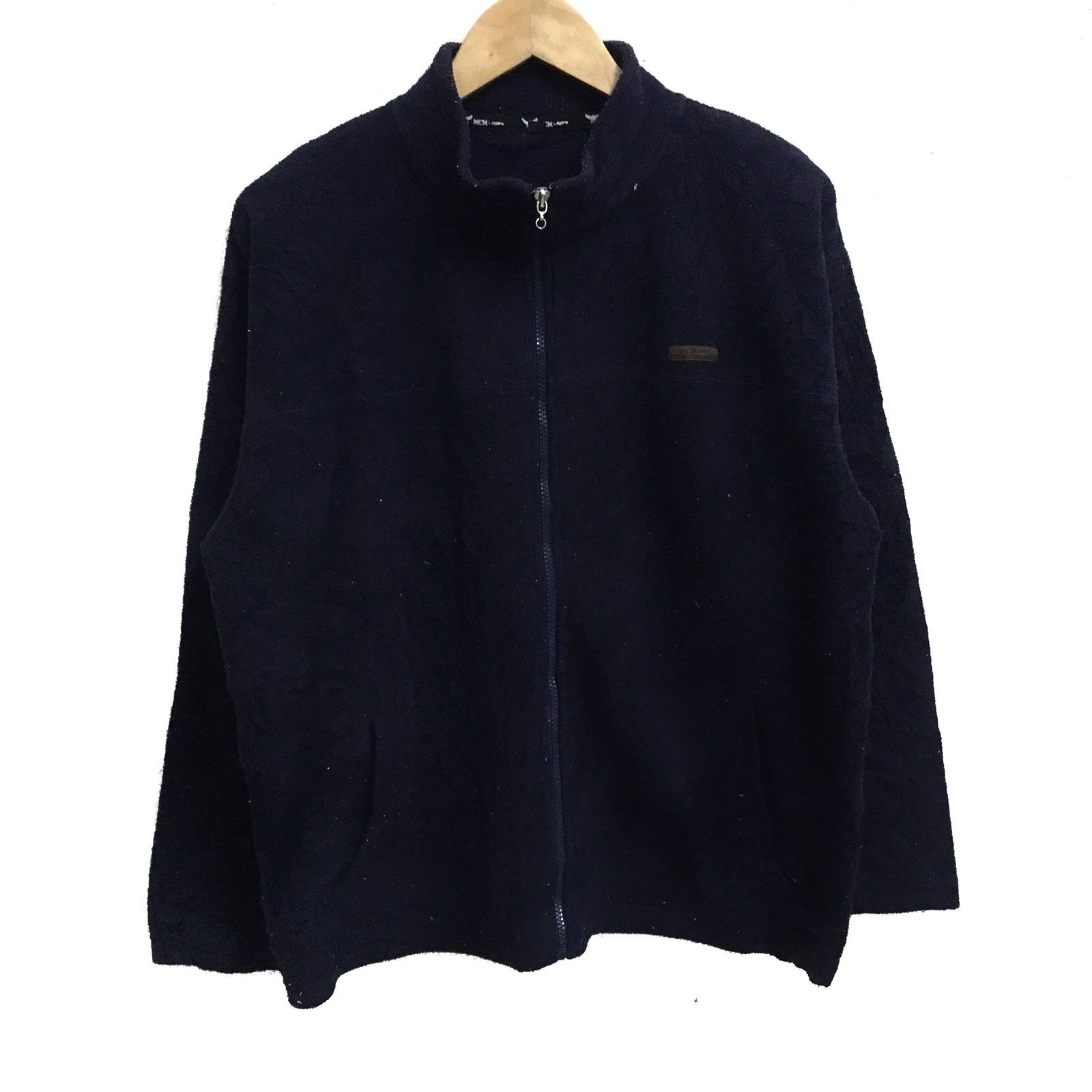 VINTAGE MCM LEGERE SMALL LOGO FLEECE ZIPPER SWEATER
