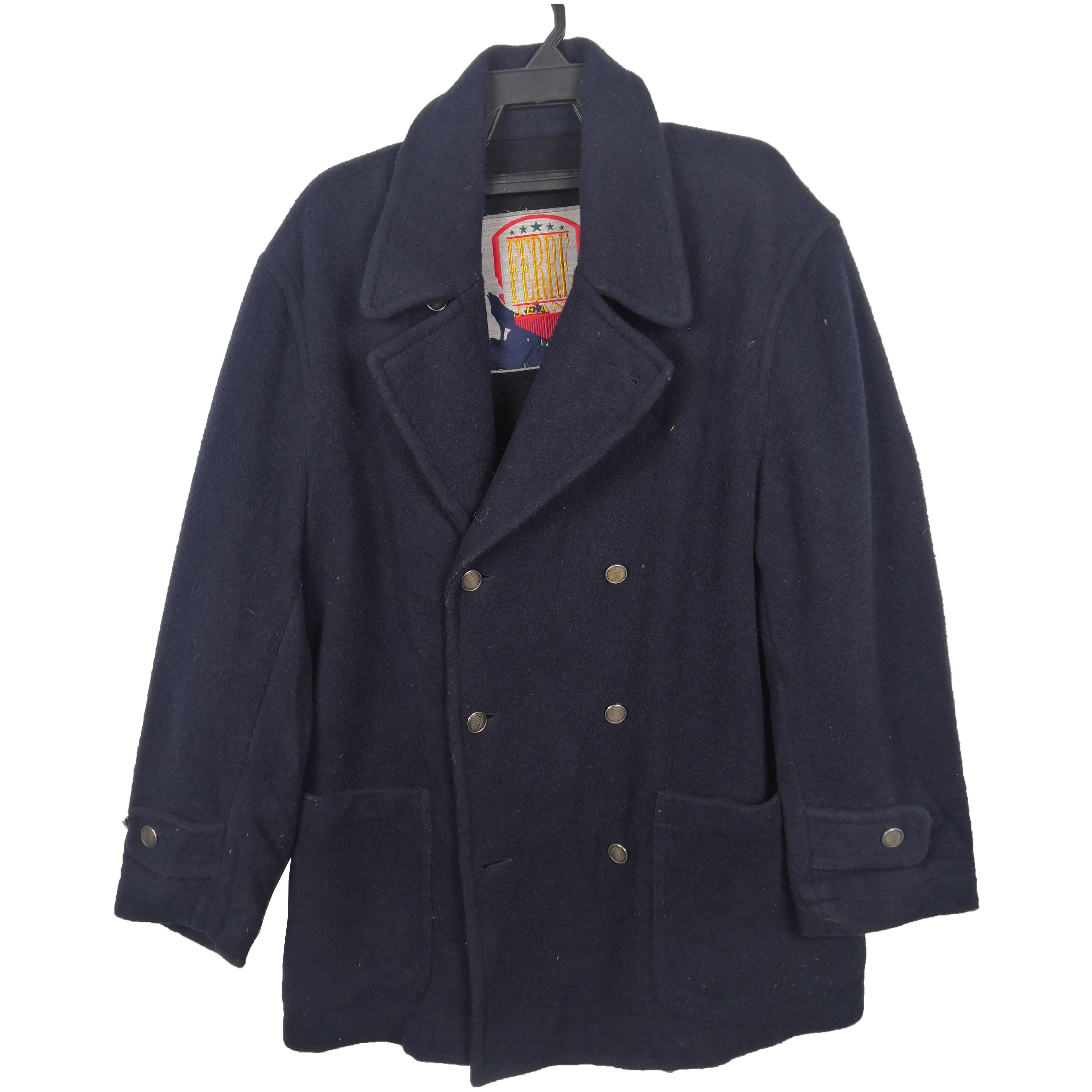 Ferre × Vintage Vintage Ferre Jeans Jacket Wool Long Jacket | BS54336. Size US L / EU 52-54 / 3 - 1 Thumbnail
