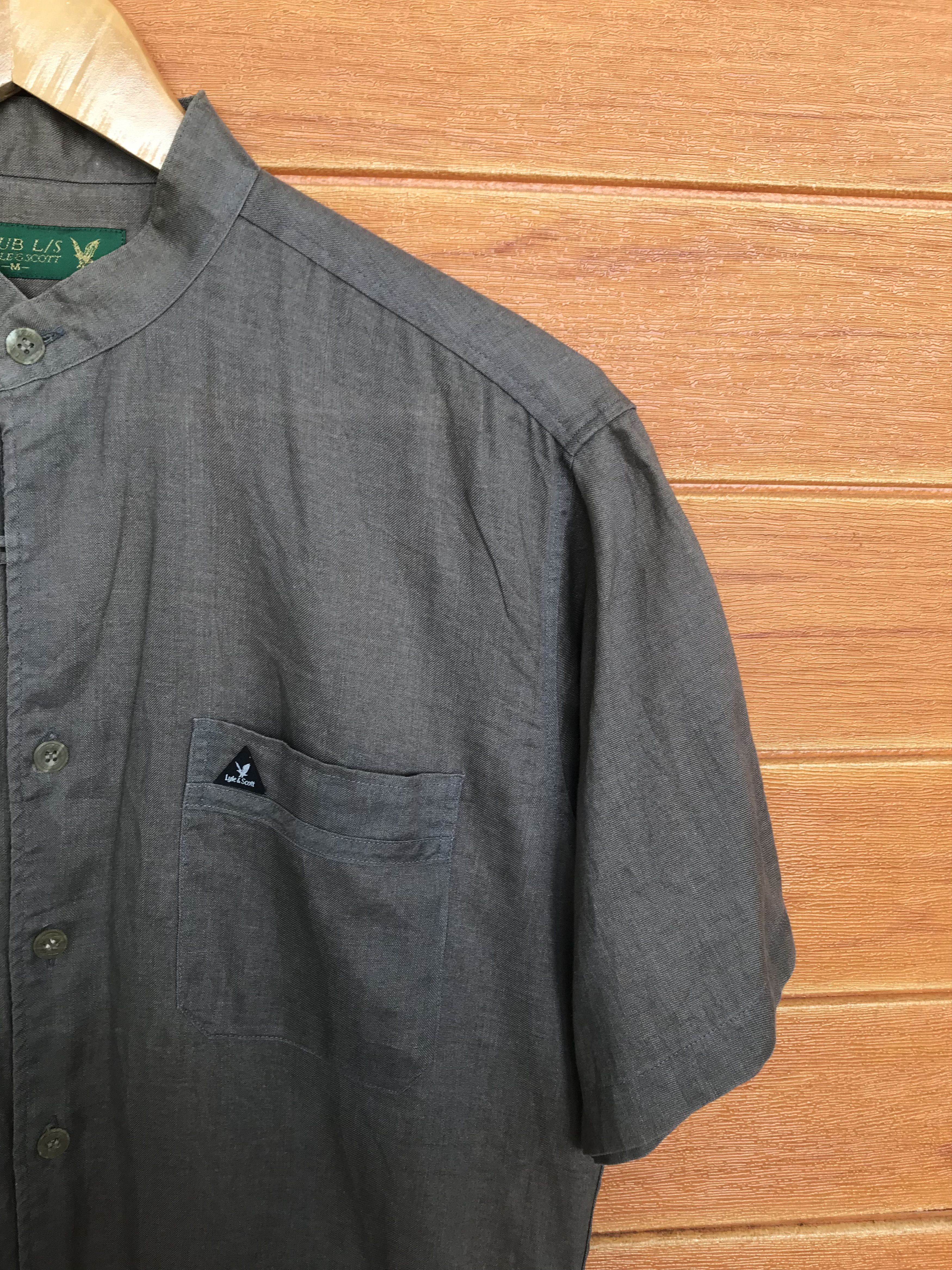 Vintage LYLE & SCOTT Linen Mandarin Collar Shirt