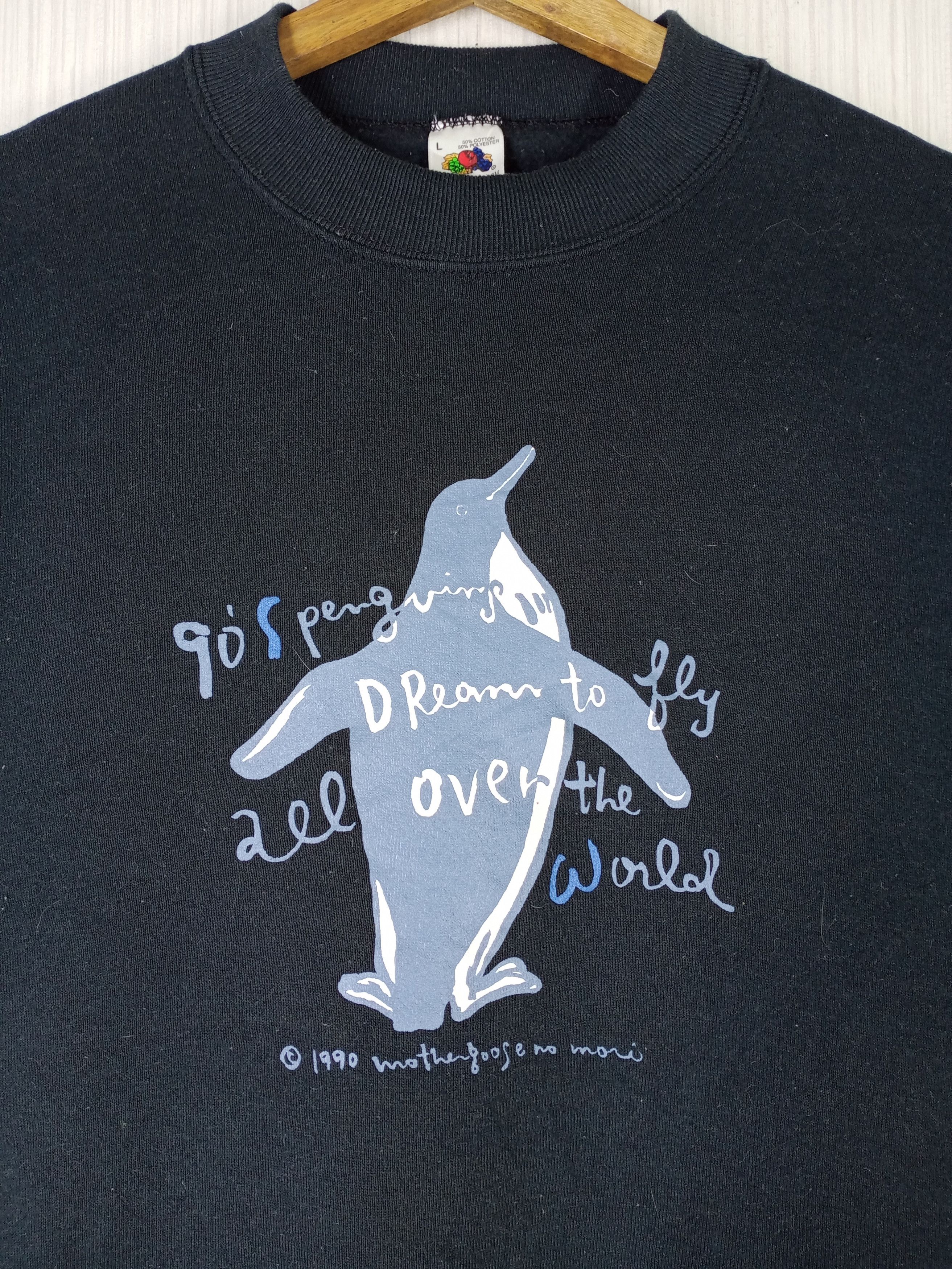 Fruit Of The Loom Vintage 1990 Mother Goose No Mori Penguins Sweatshirt Size US L / EU 52-54 / 3 - 2 Thumbnail