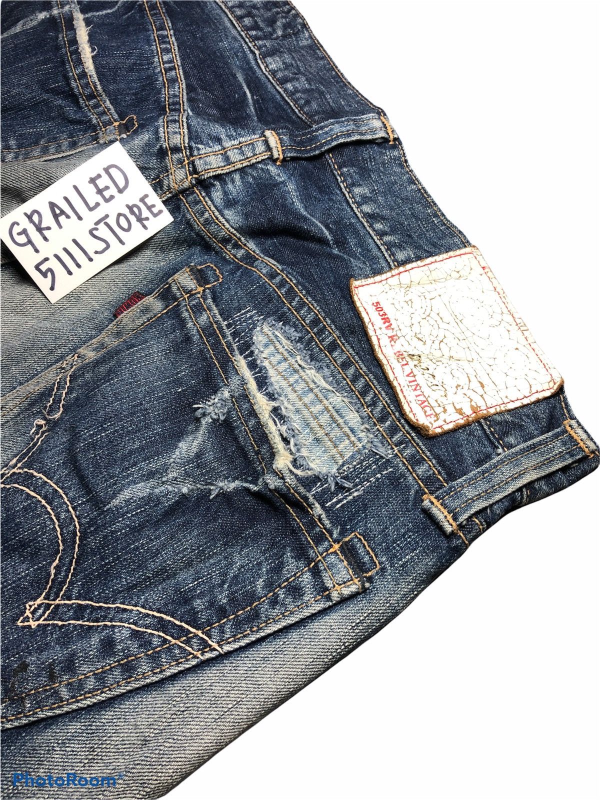 Edwin ⚡️RARE⚡️Edwin 503RV SPECIAL Rebel Vintage Painted Denim Size US 33 - 4 Thumbnail