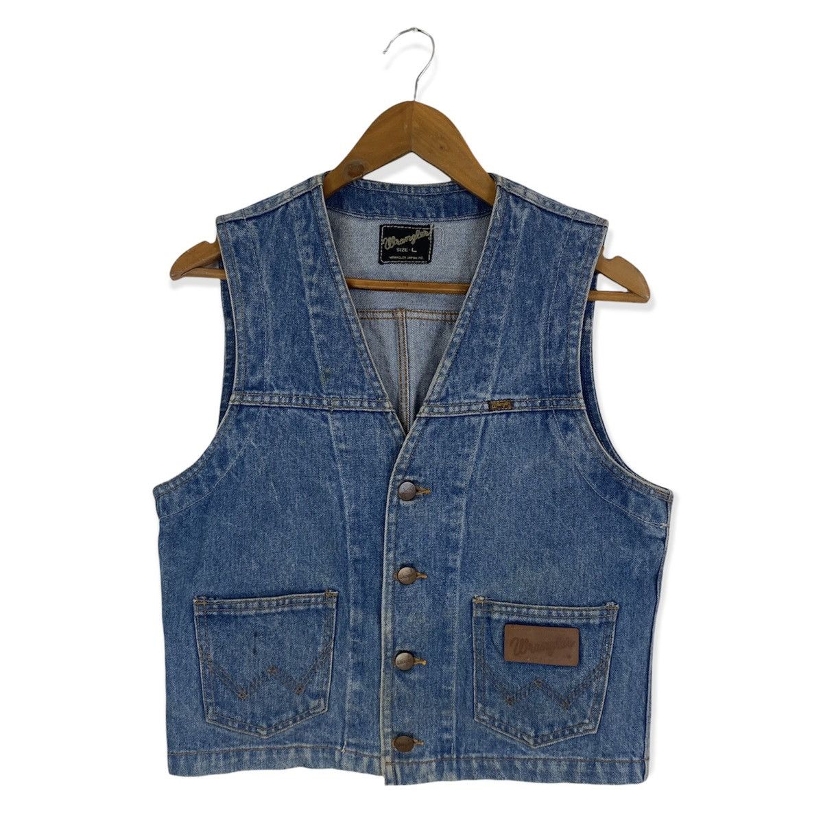 Vintage WRANGLER DENIM VEST JACKET Size US S / EU 44-46 / 1 - 1 Thumbnail