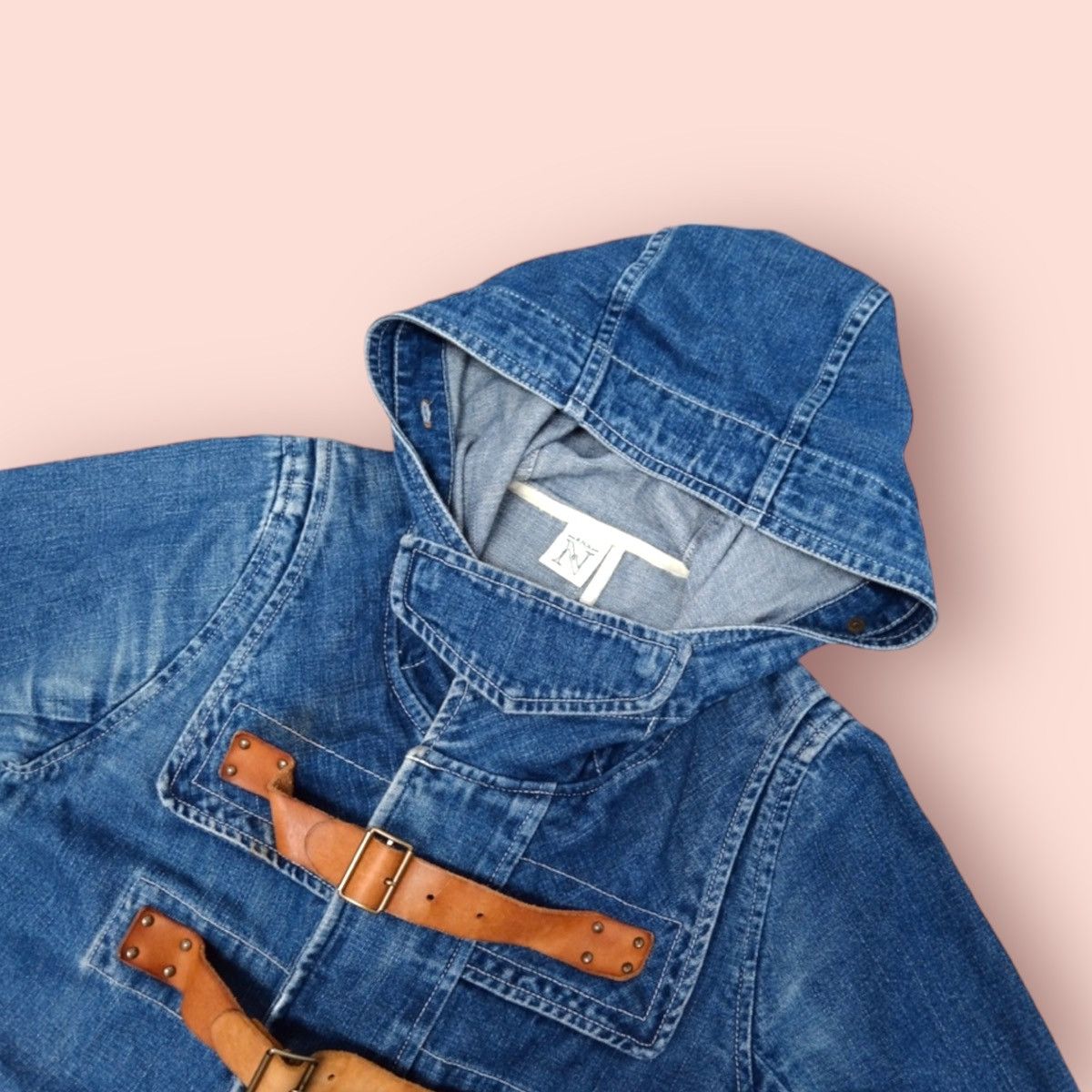 Edition Japan × Japanese Brand VINTAGE RNA INC. LEATHER PEA DENIM PARKA Size US M / EU 48-50 / 2 - 6 Thumbnail