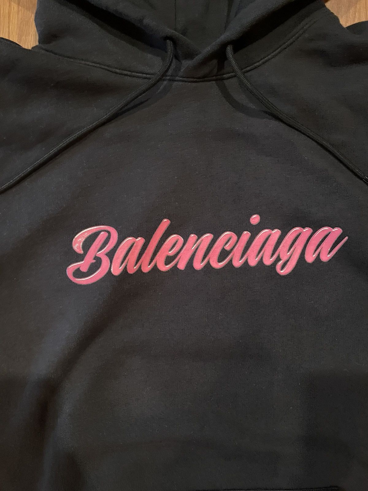 Balenciaga Pink Cursive Logo Hoodie | Grailed