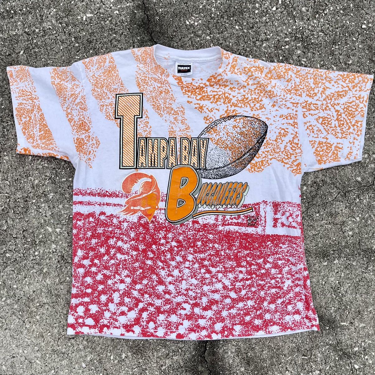 Vintage 90s Tampa Bay Buccaneers Football AOP Tee Shirt