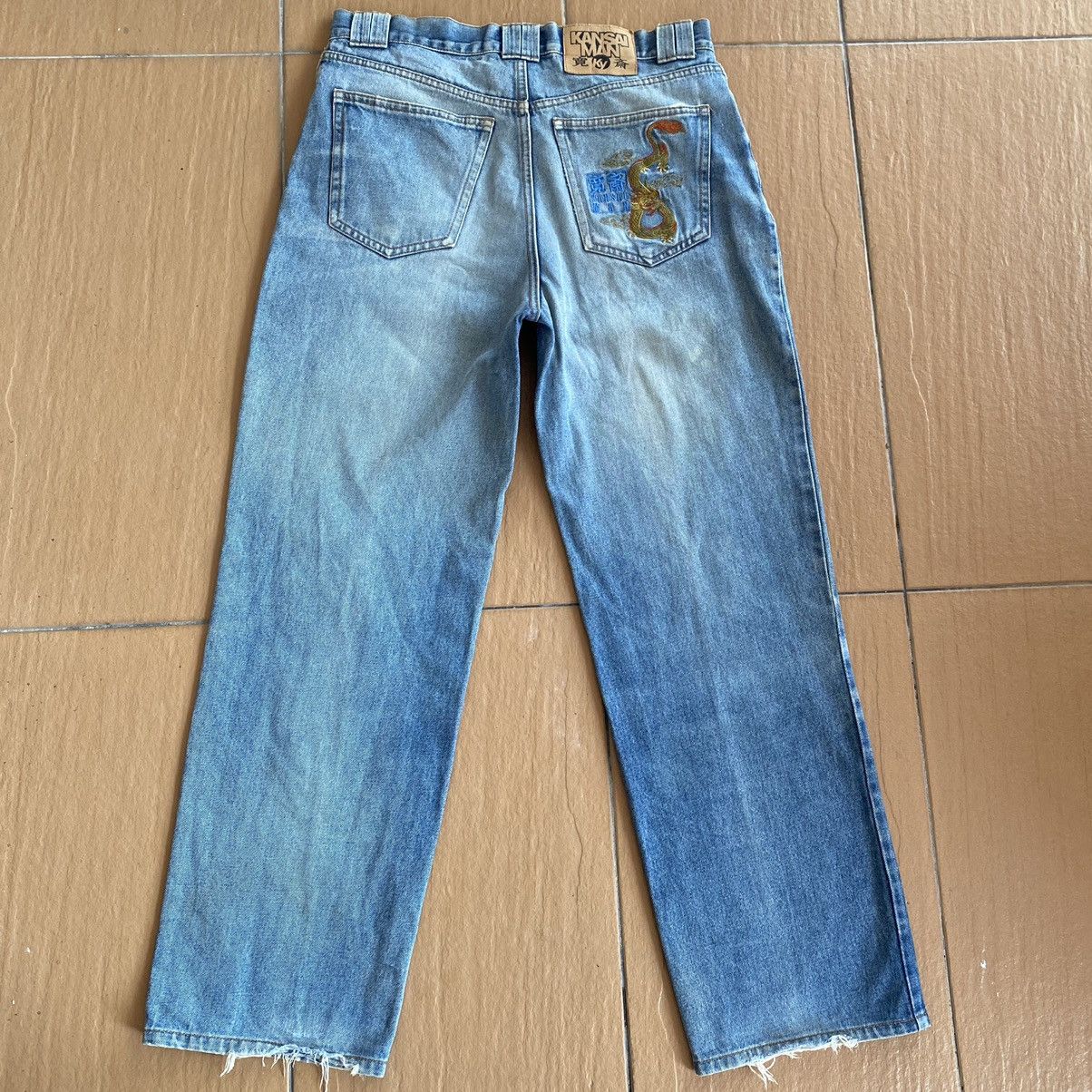 Kansai Yamamoto Vintage Kansai Man Dragon Embroidery Distressed Loose Jeans Size US 32 / EU 48 - 6 Thumbnail