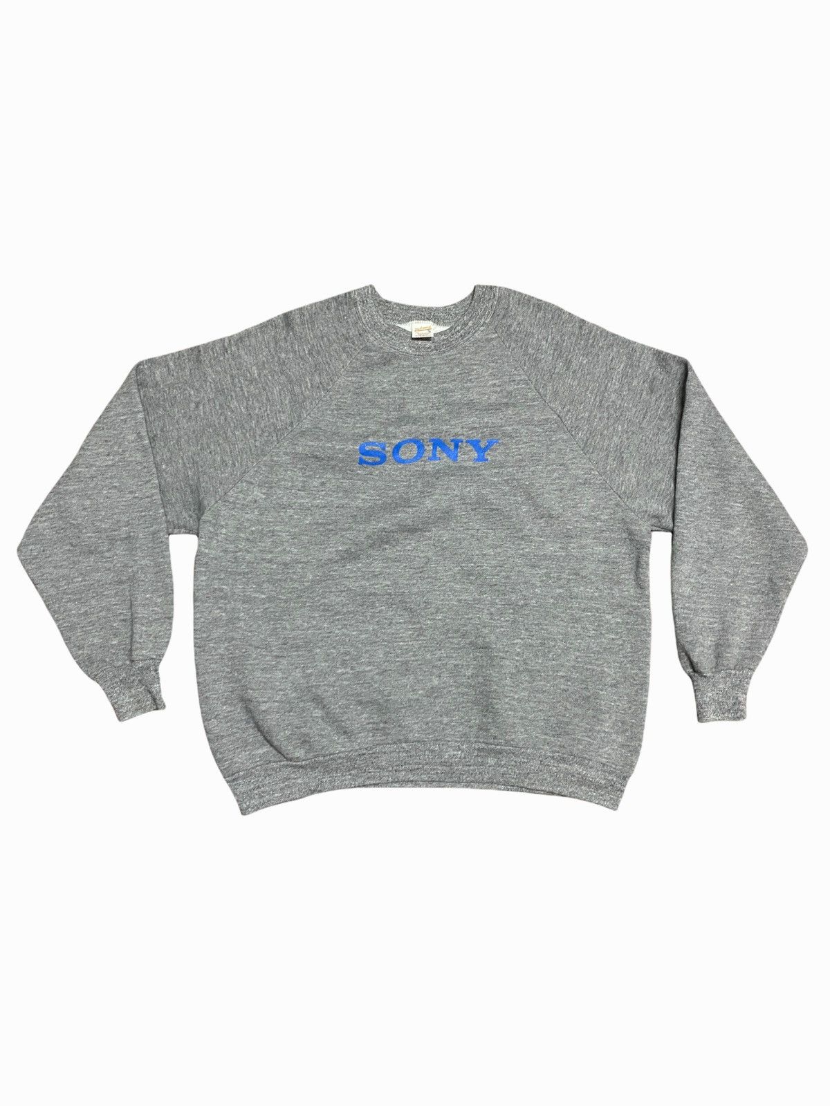 image of Playstation x Sony Vintage 80's Sony Spellout Hype Style Rayon Sweatshirt in Grey, Men's (Size XL)