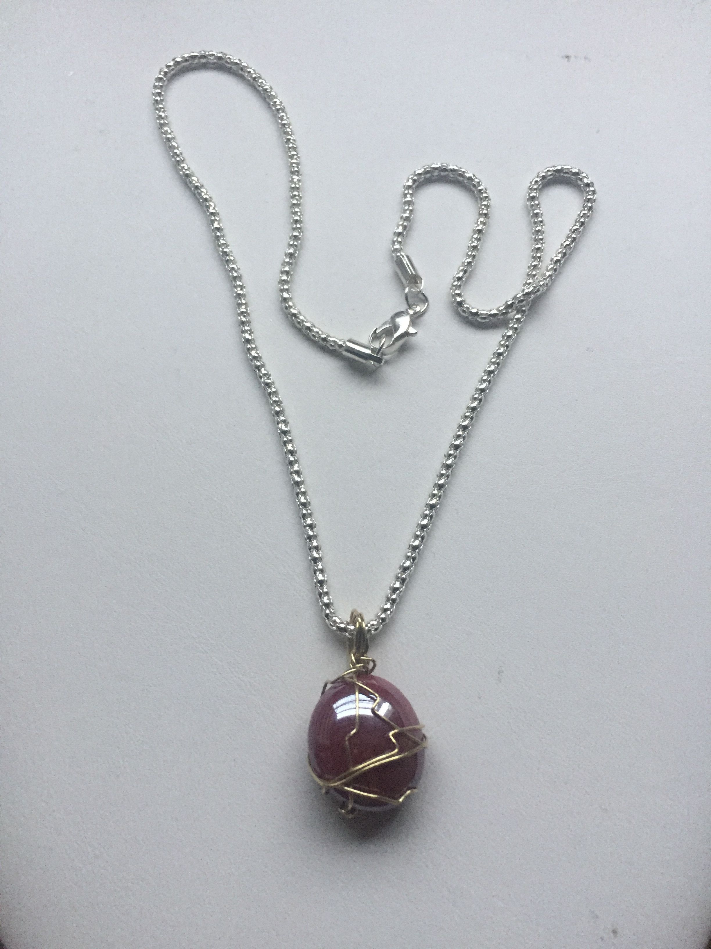 Deep Red Glass Wire Chain Necklace