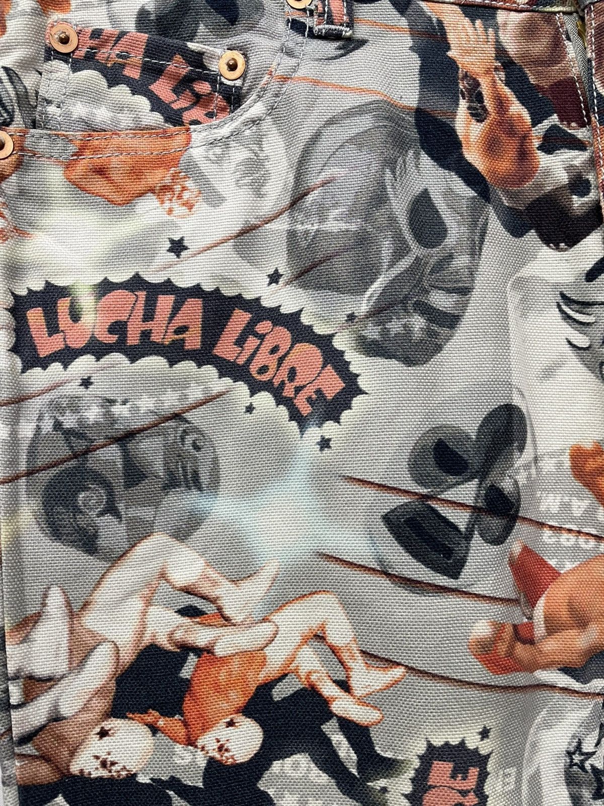 Japanese Brand × WWE 🔥FIRE🔥 CASSOPI Wrestling Over Print Pants Made in Japan Size US 28 / EU 44 - 6 Thumbnail