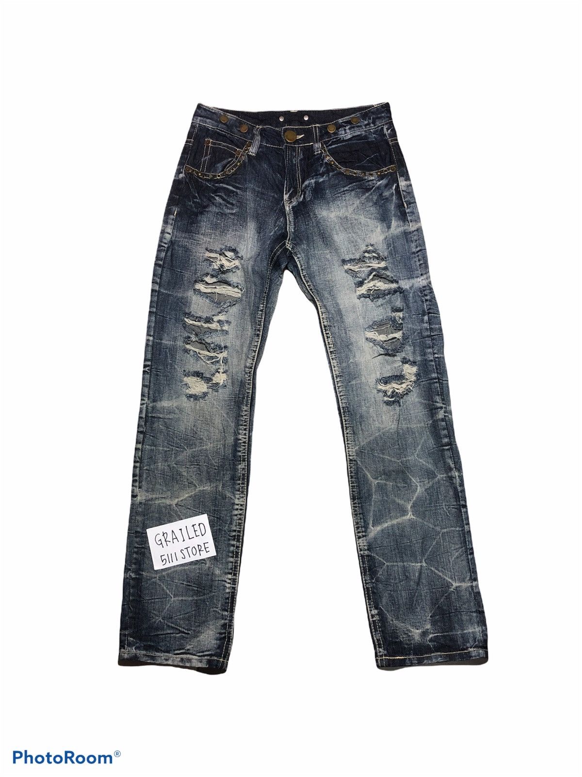 Japanese Brand Distressed Washed Blue Denim by Original Jeans Size US 30 / EU 46 - 1 Thumbnail