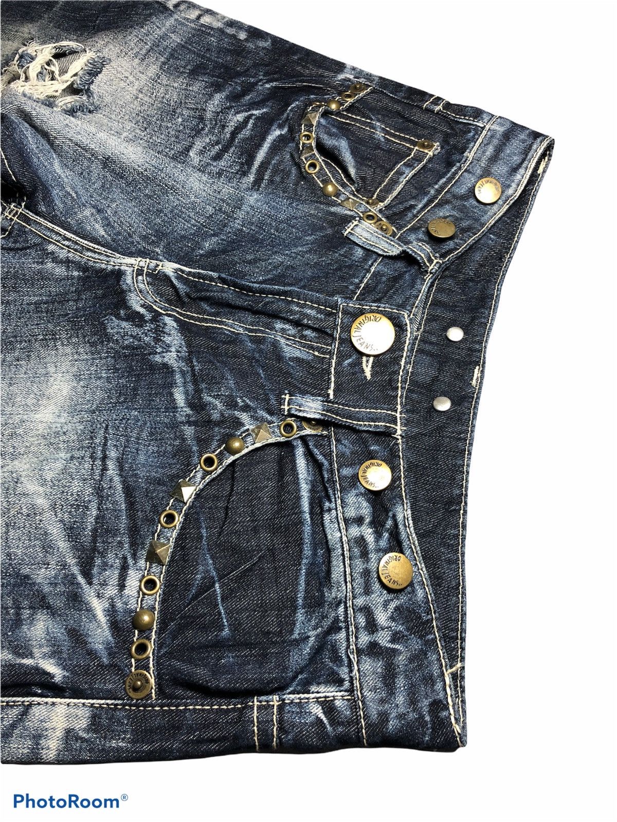 Japanese Brand Distressed Washed Blue Denim by Original Jeans Size US 30 / EU 46 - 5 Thumbnail