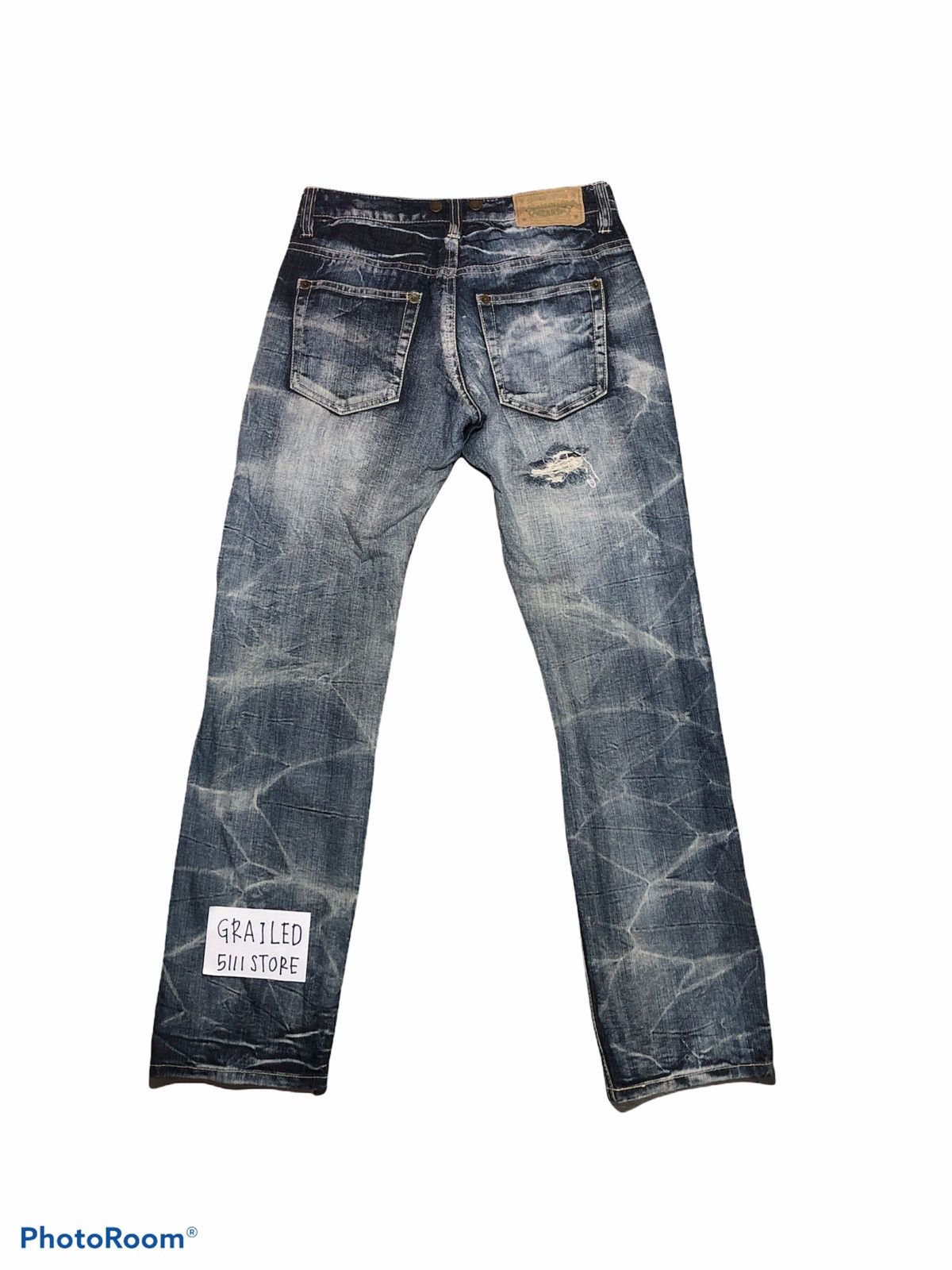 Japanese Brand Distressed Washed Blue Denim by Original Jeans Size US 30 / EU 46 - 2 Thumbnail