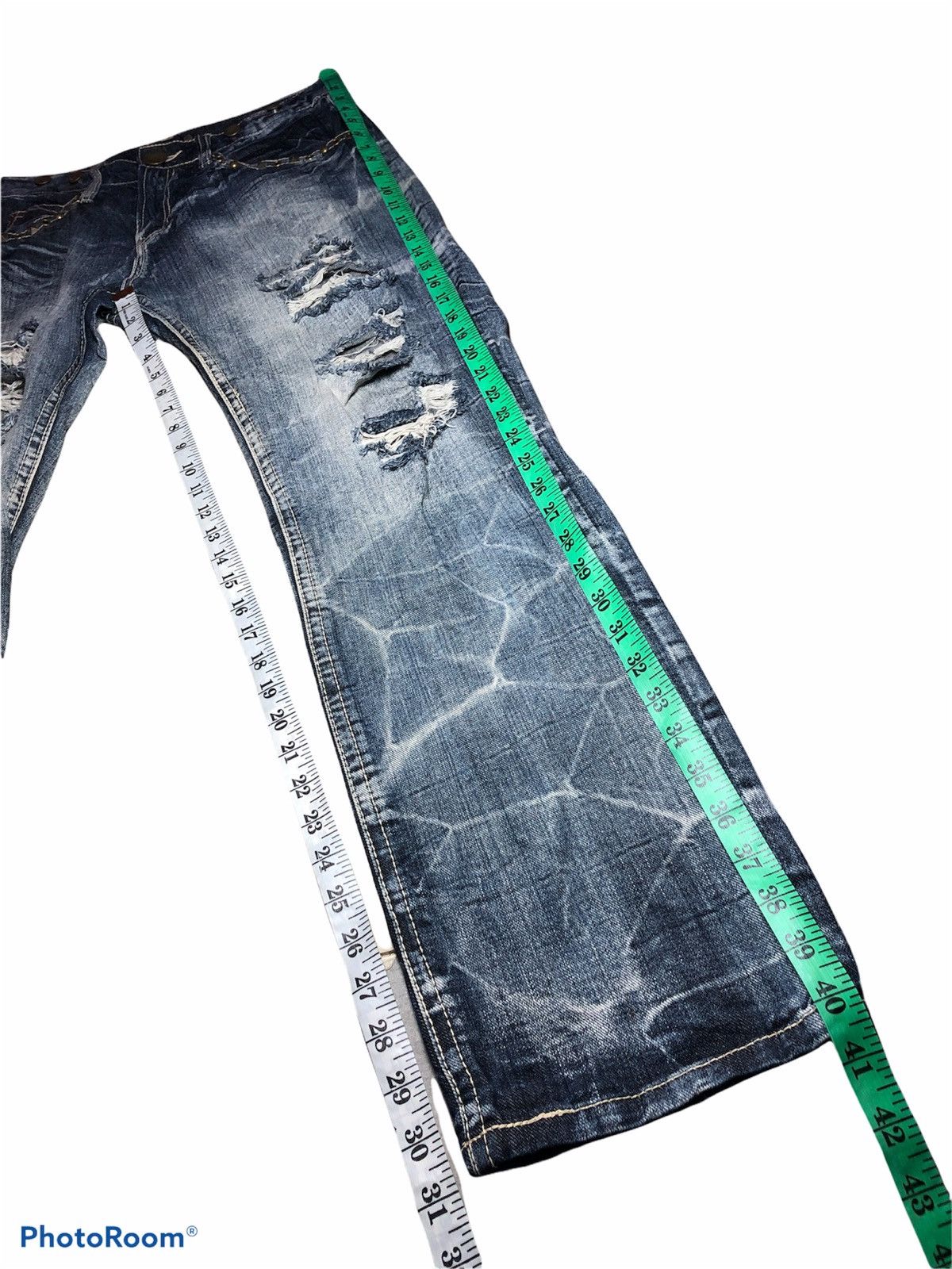 Japanese Brand Distressed Washed Blue Denim by Original Jeans Size US 30 / EU 46 - 10 Thumbnail