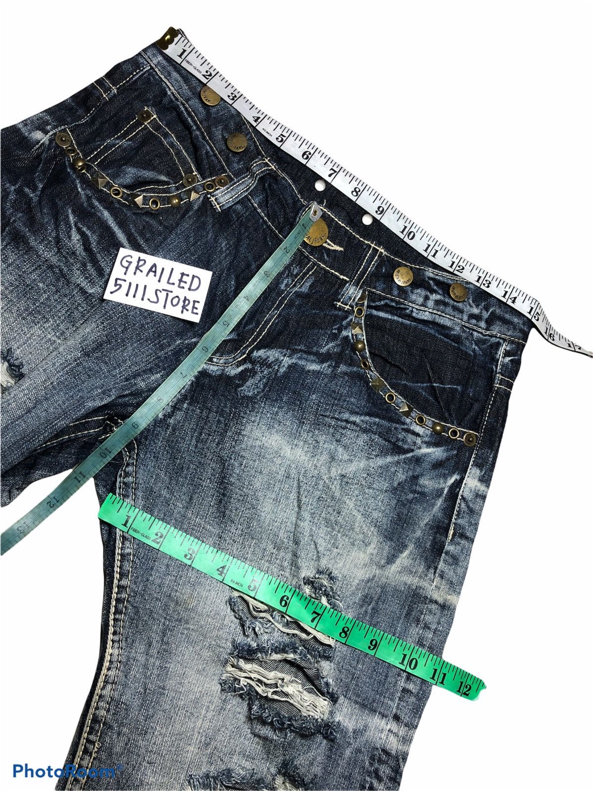 Japanese Brand Distressed Washed Blue Denim by Original Jeans Size US 30 / EU 46 - 9 Thumbnail