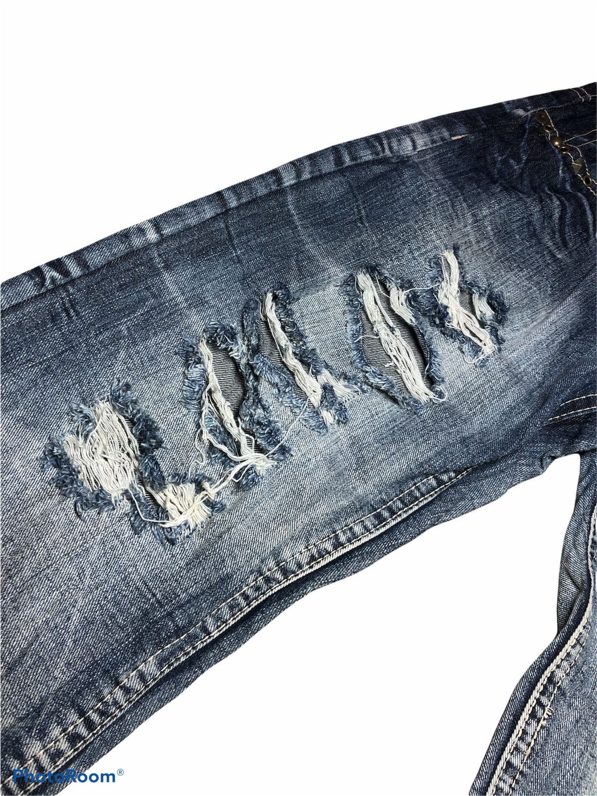 Japanese Brand Distressed Washed Blue Denim by Original Jeans Size US 30 / EU 46 - 3 Thumbnail